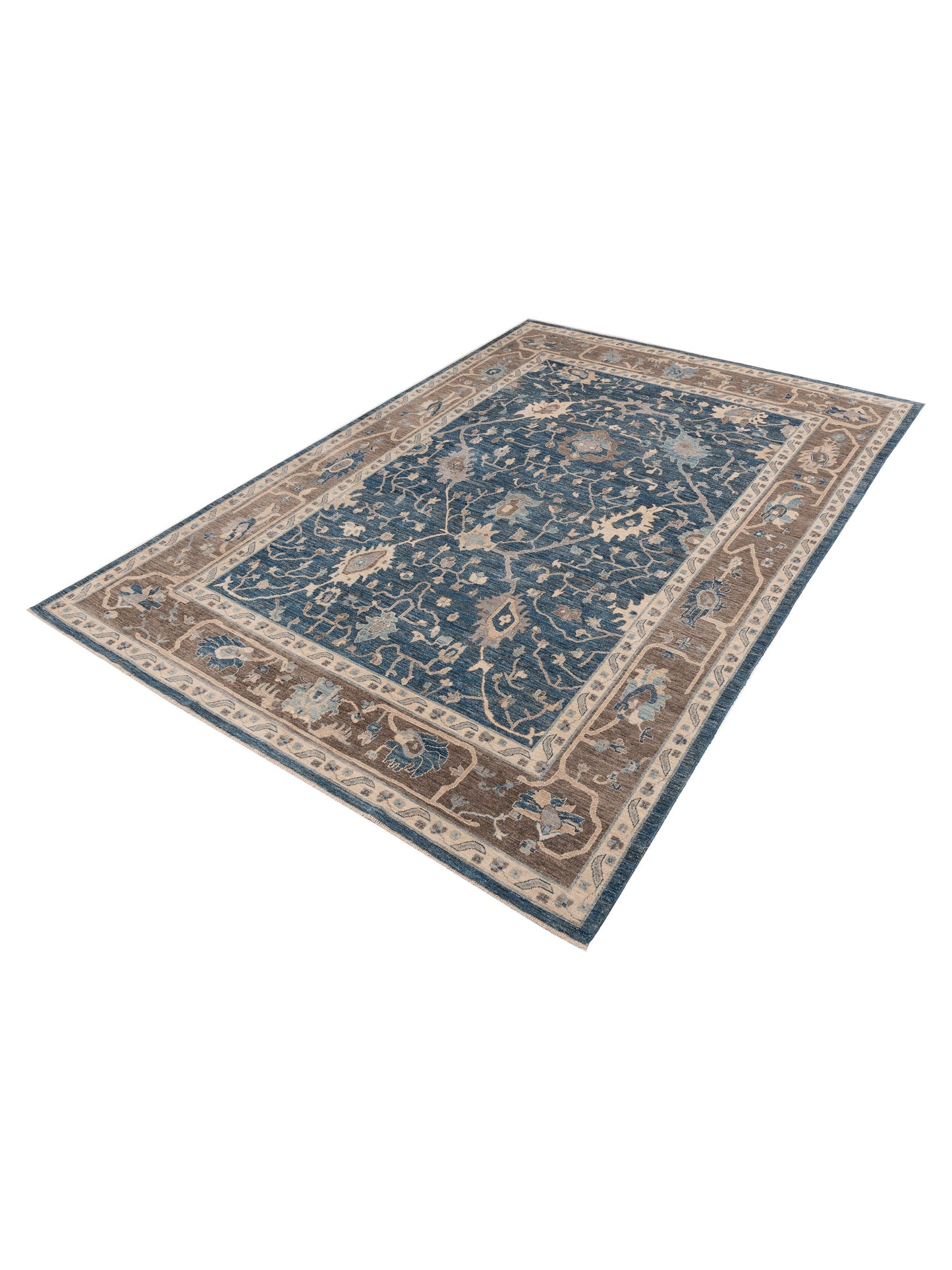 Anadol Oushak 154689 Blue Brown 10.1x13.11 Hand Knotted Rug