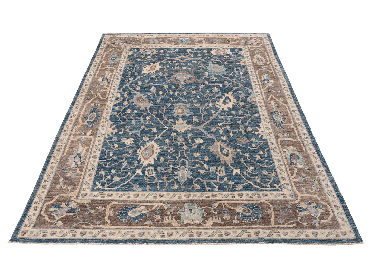 Anadol Oushak 154689 Blue Brown 10.1x13.11 Hand Knotted Rug