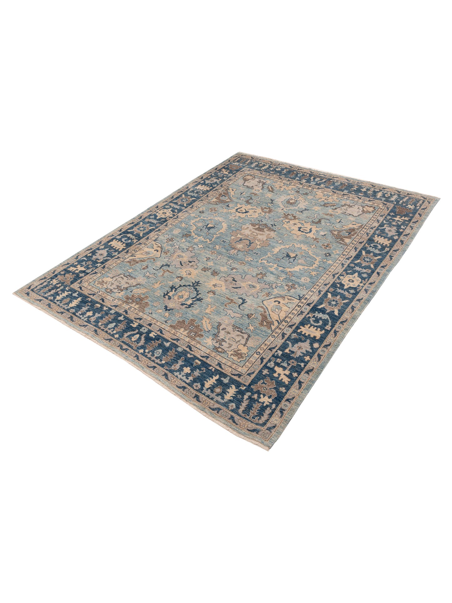 Anadol Oushak 154692 Blue Blue 9.1x11.7 Hand Knotted Rug