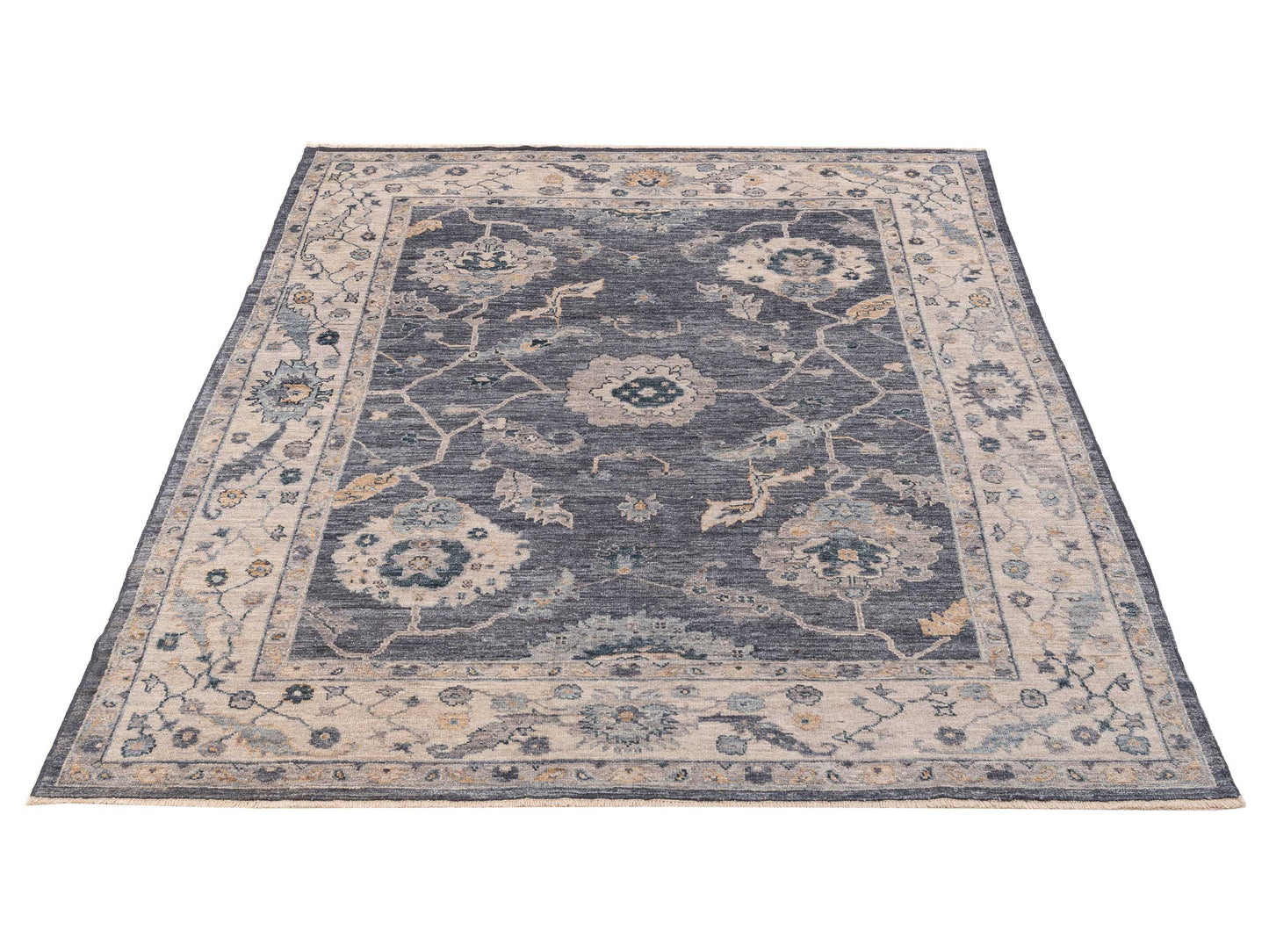 Angora Oushak 154693 Blue Ivory 8x10 Hand Knotted Rug
