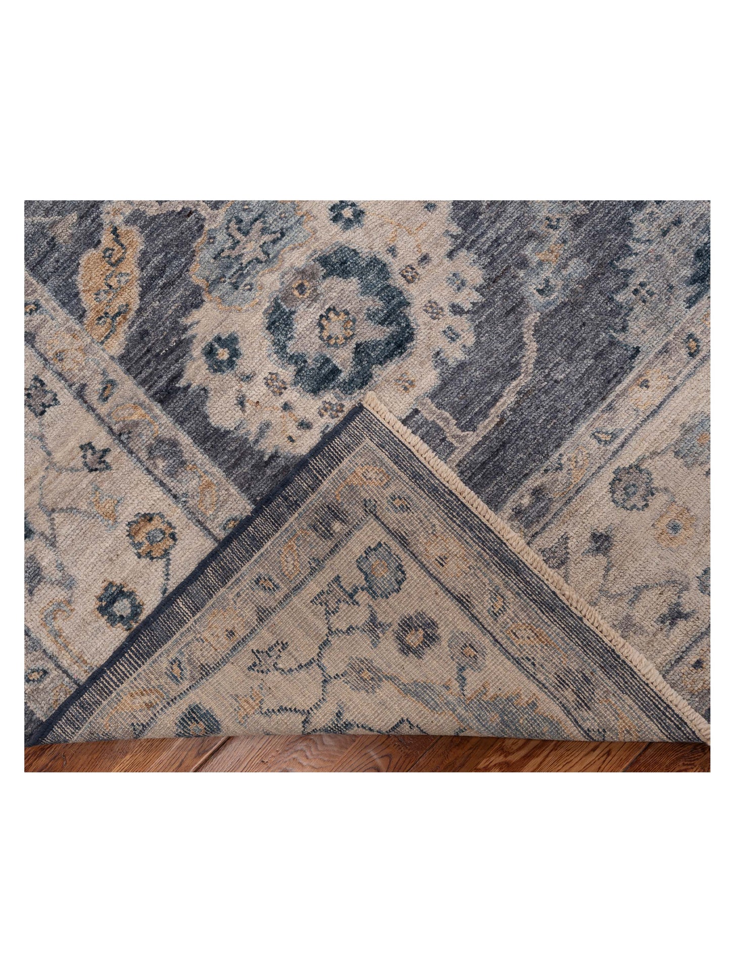 Angora Oushak 154693 Blue Ivory 8x10 Hand Knotted Rug