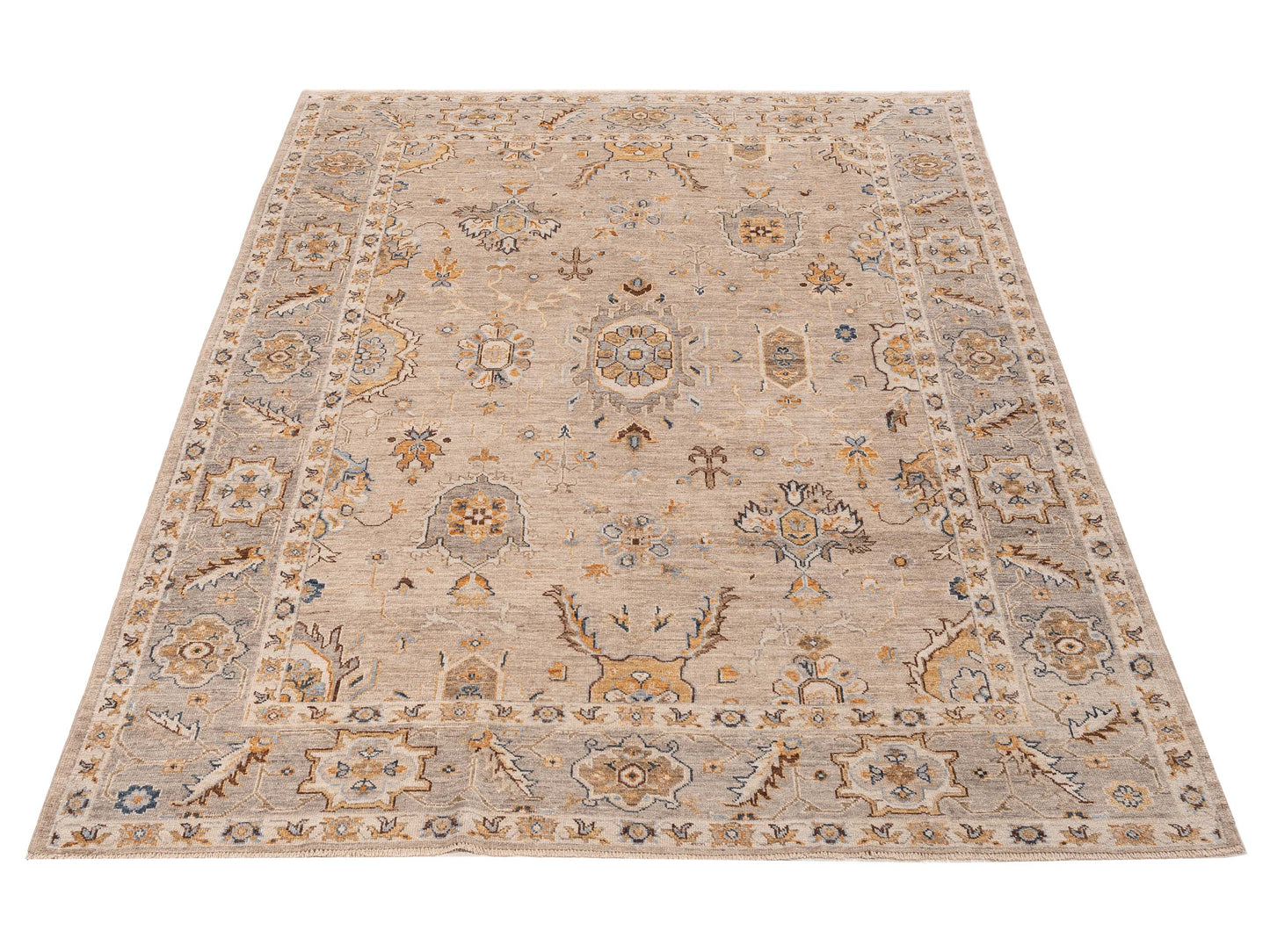 Angora Oushak 154697 Brown Brown 8.11x11.8 Hand Knotted Rug