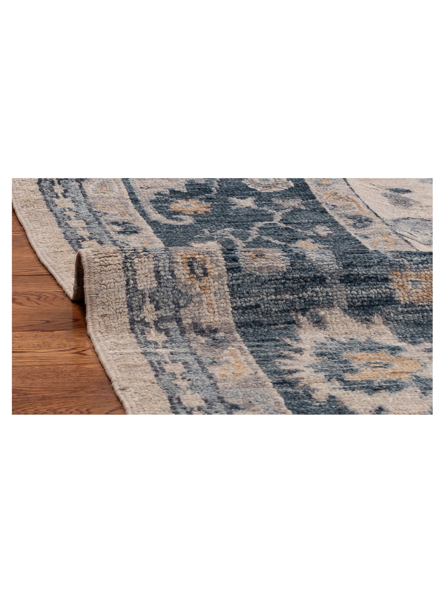 Angora Oushak 154698 Ivory Blue 9x11.7 Hand Knotted Rug
