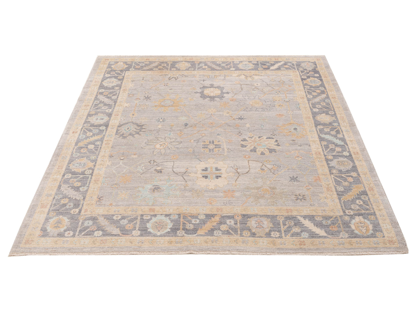 Anadol Oushak 154699 Gray Gray 8.6x9.8 Hand Knotted Rug