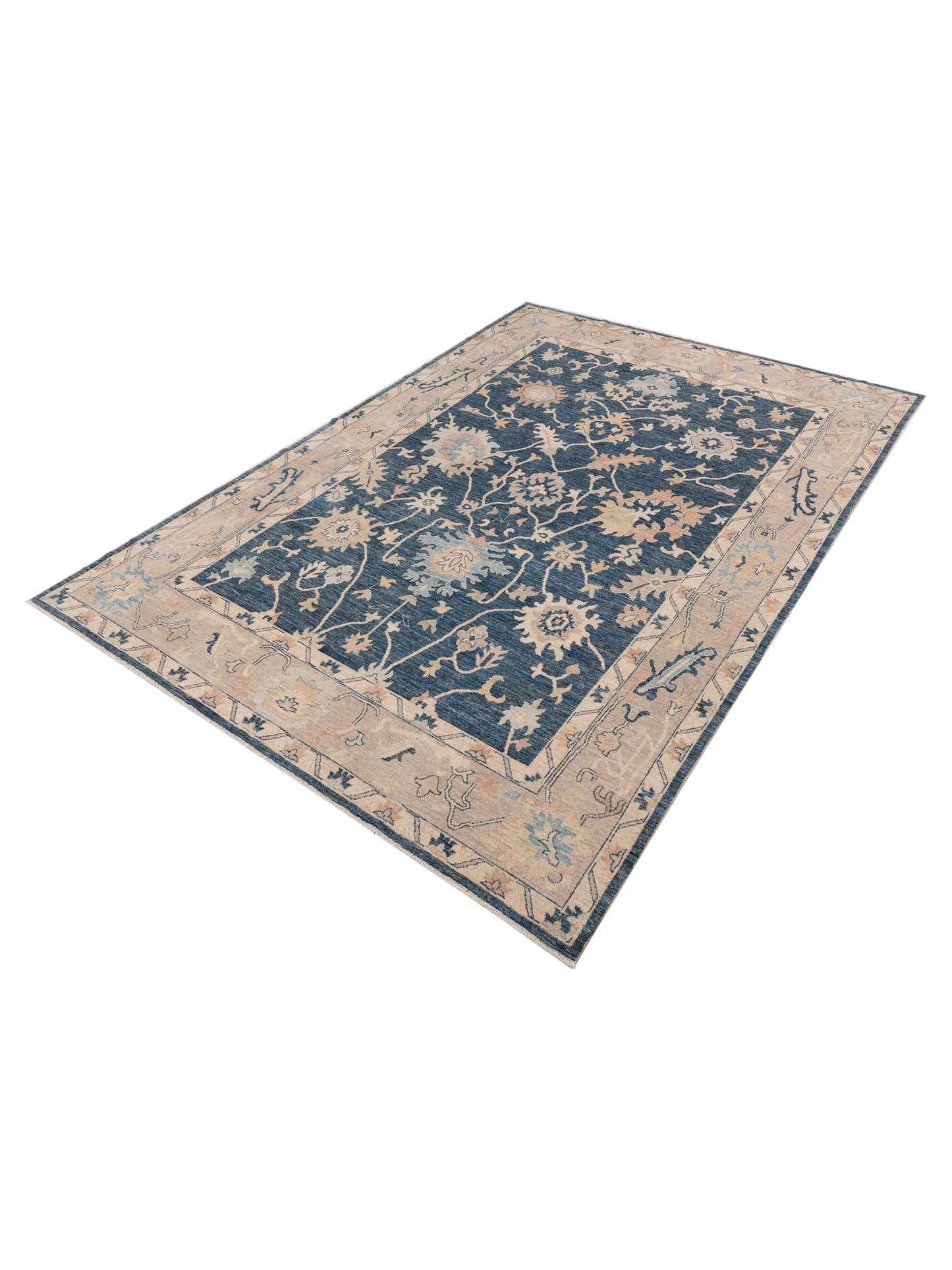 Anadol Oushak 154702 Blue Brown 9.11x13.9 Hand Knotted Rug