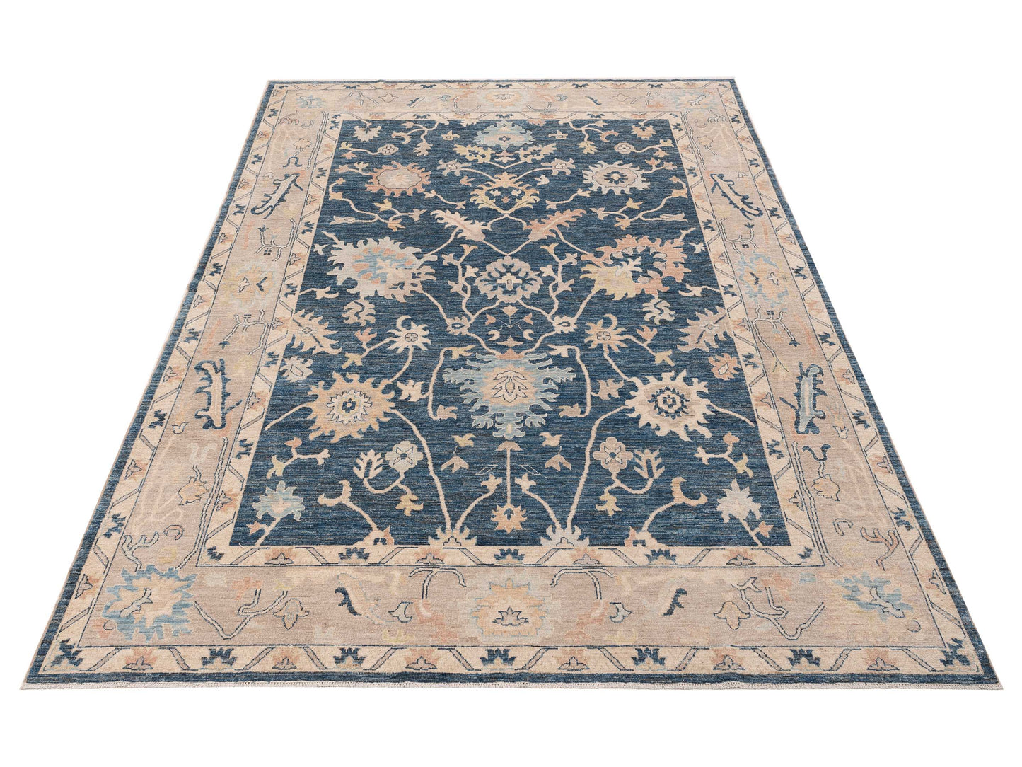 Anadol Oushak 154702 Blue Brown 9.11x13.9 Hand Knotted Rug