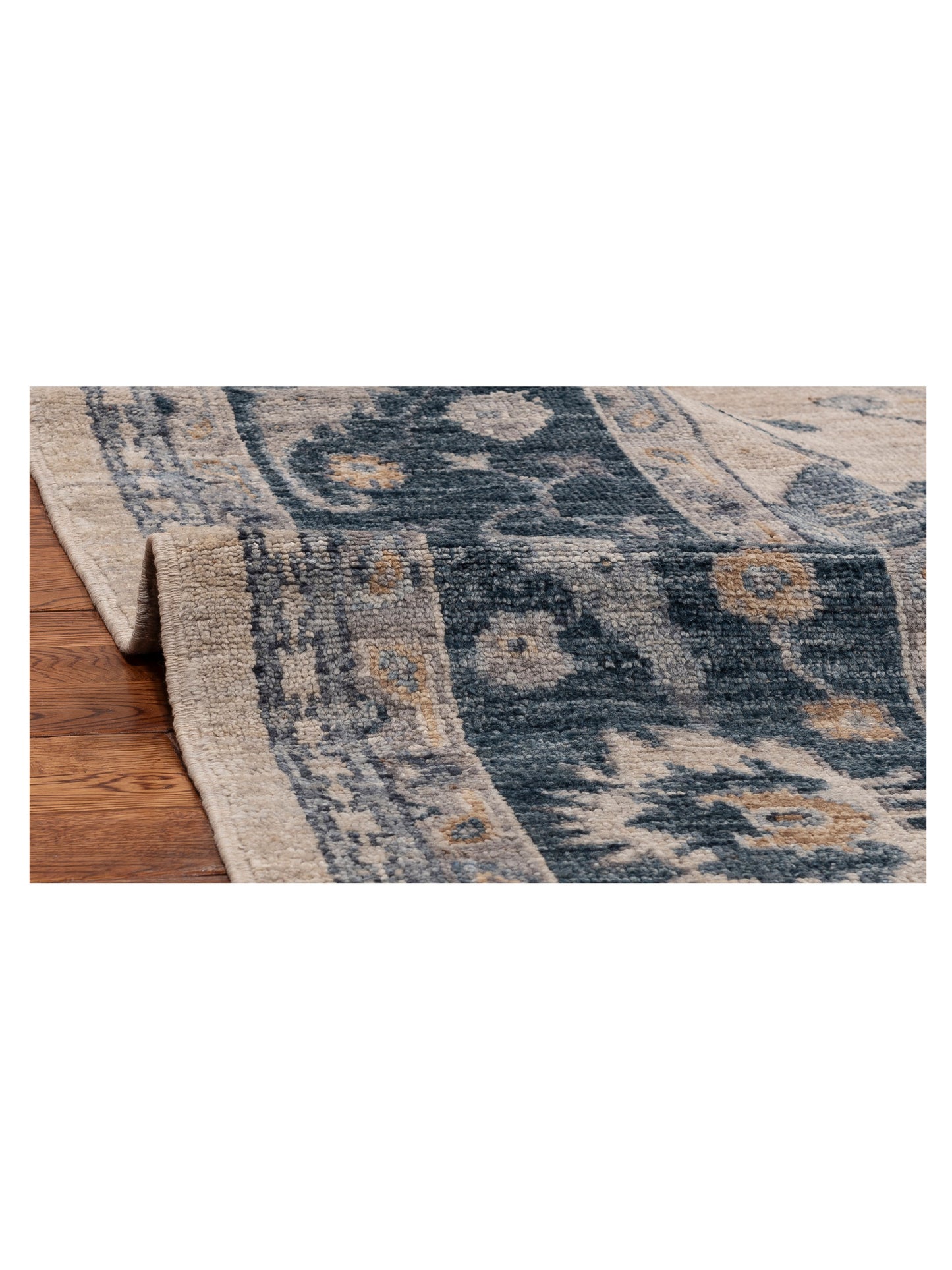 Angora Oushak 154703 Ivory Blue 8.10x11.5 Hand Knotted Rug