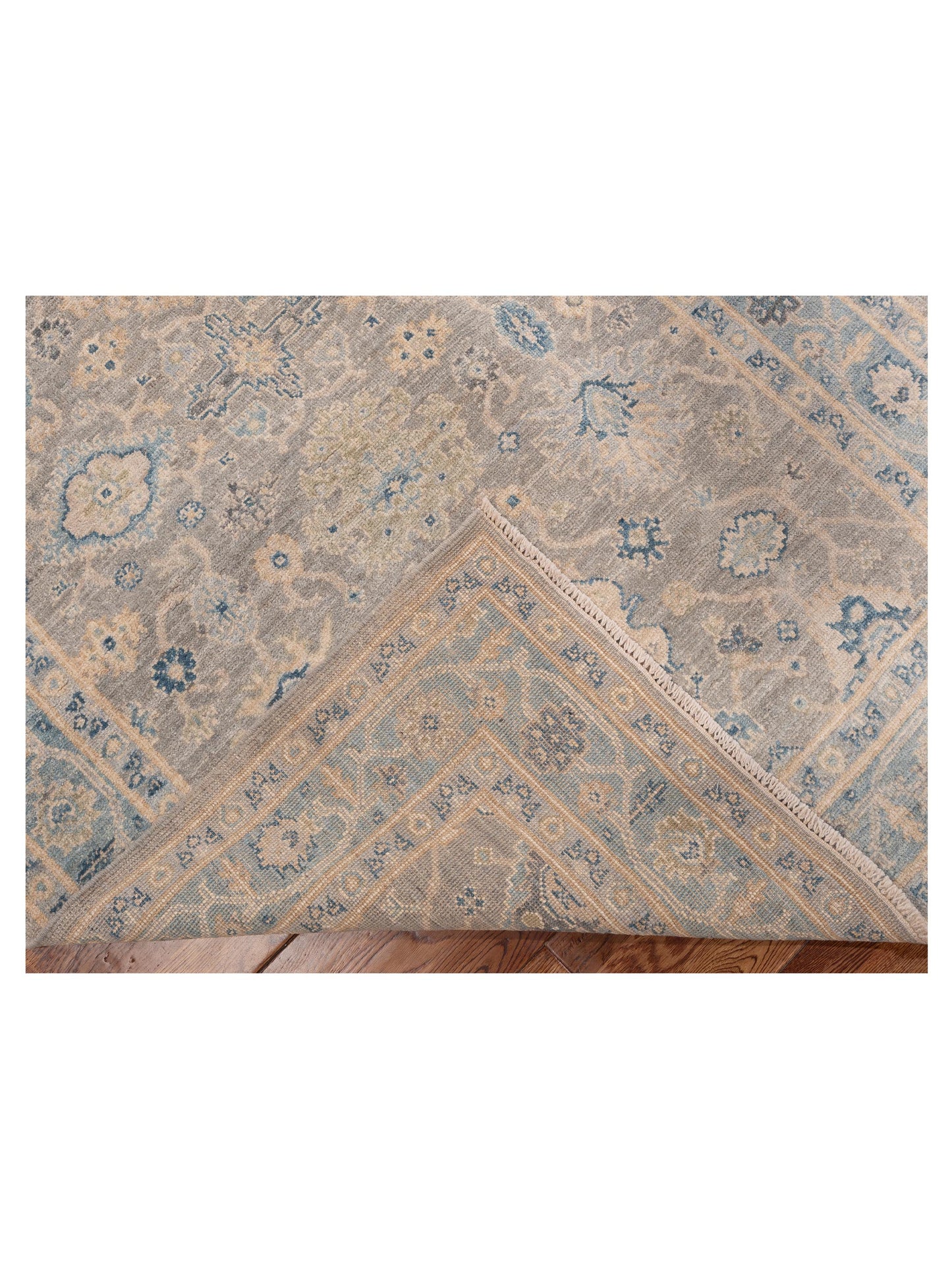 Anadol Oushak 154710 Gray Blue 4.2x15.8 Hand Knotted Rug