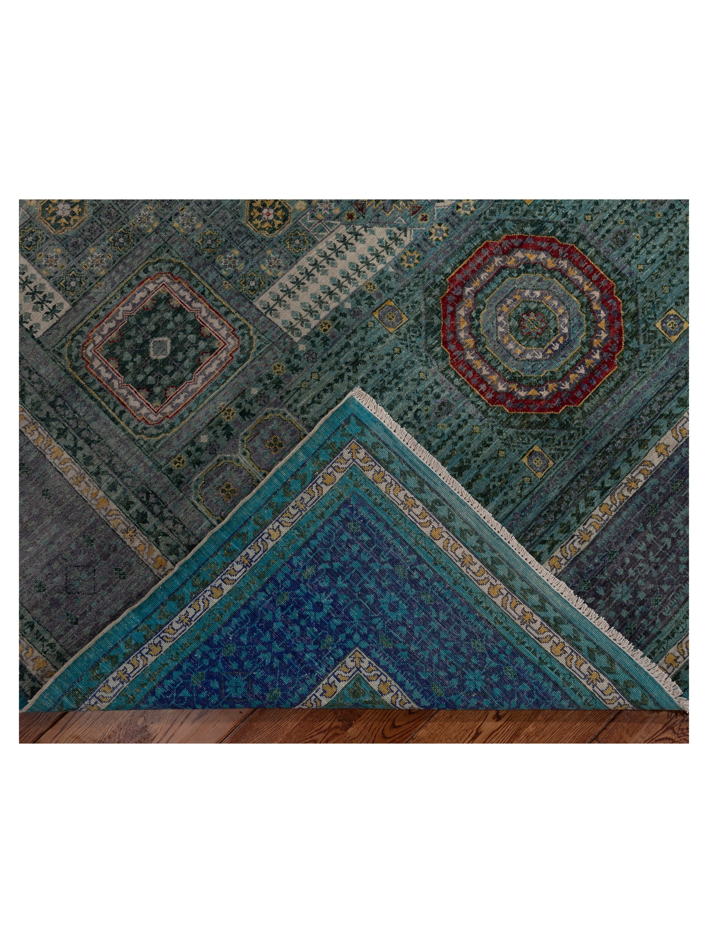 Super Mamluk 154739 Blue Purple 6.11x9.11 Hand Knotted Rug