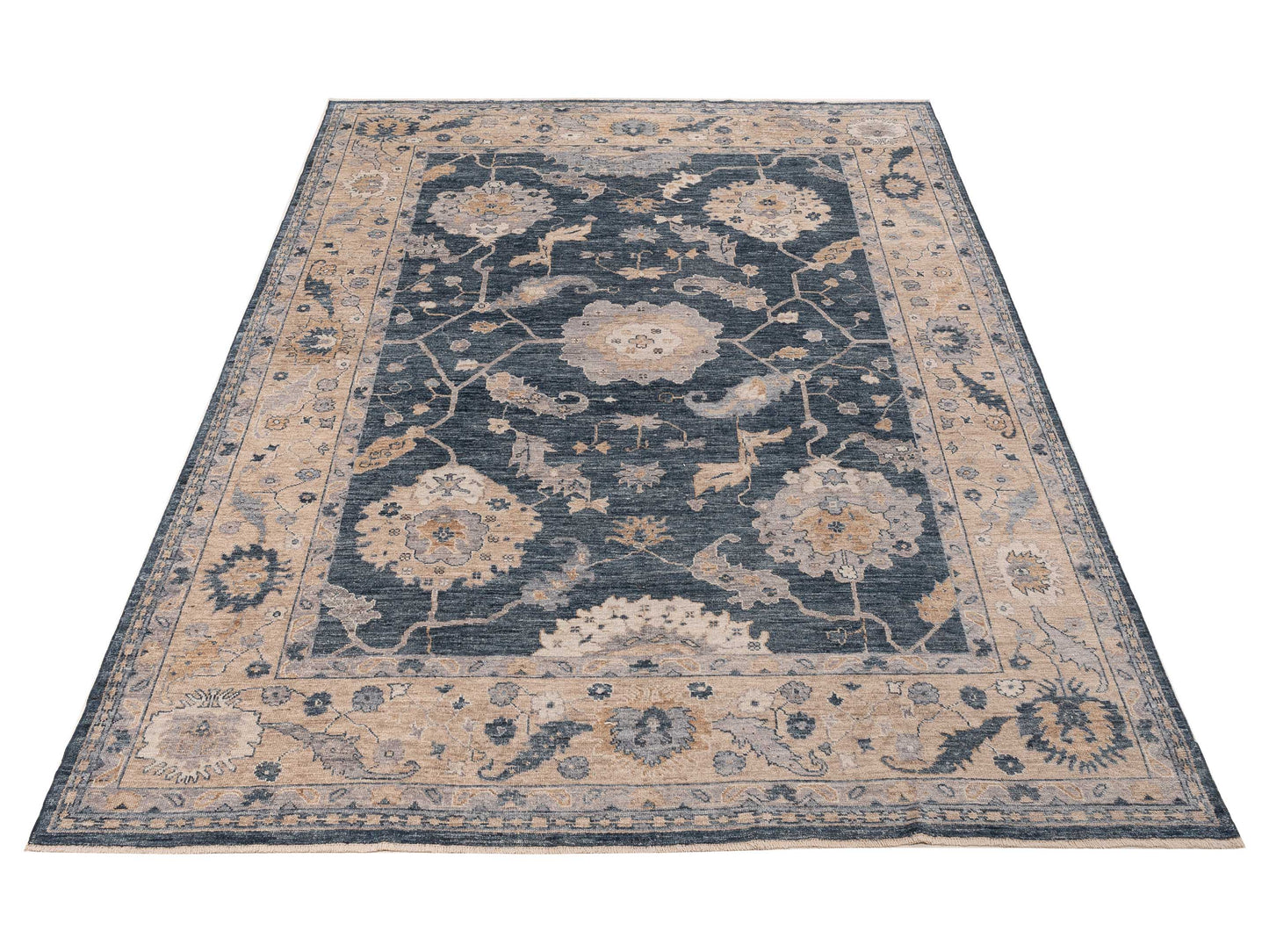 Angora Oushak 154762 Blue Ivory 10x13.5 Hand Knotted Rug