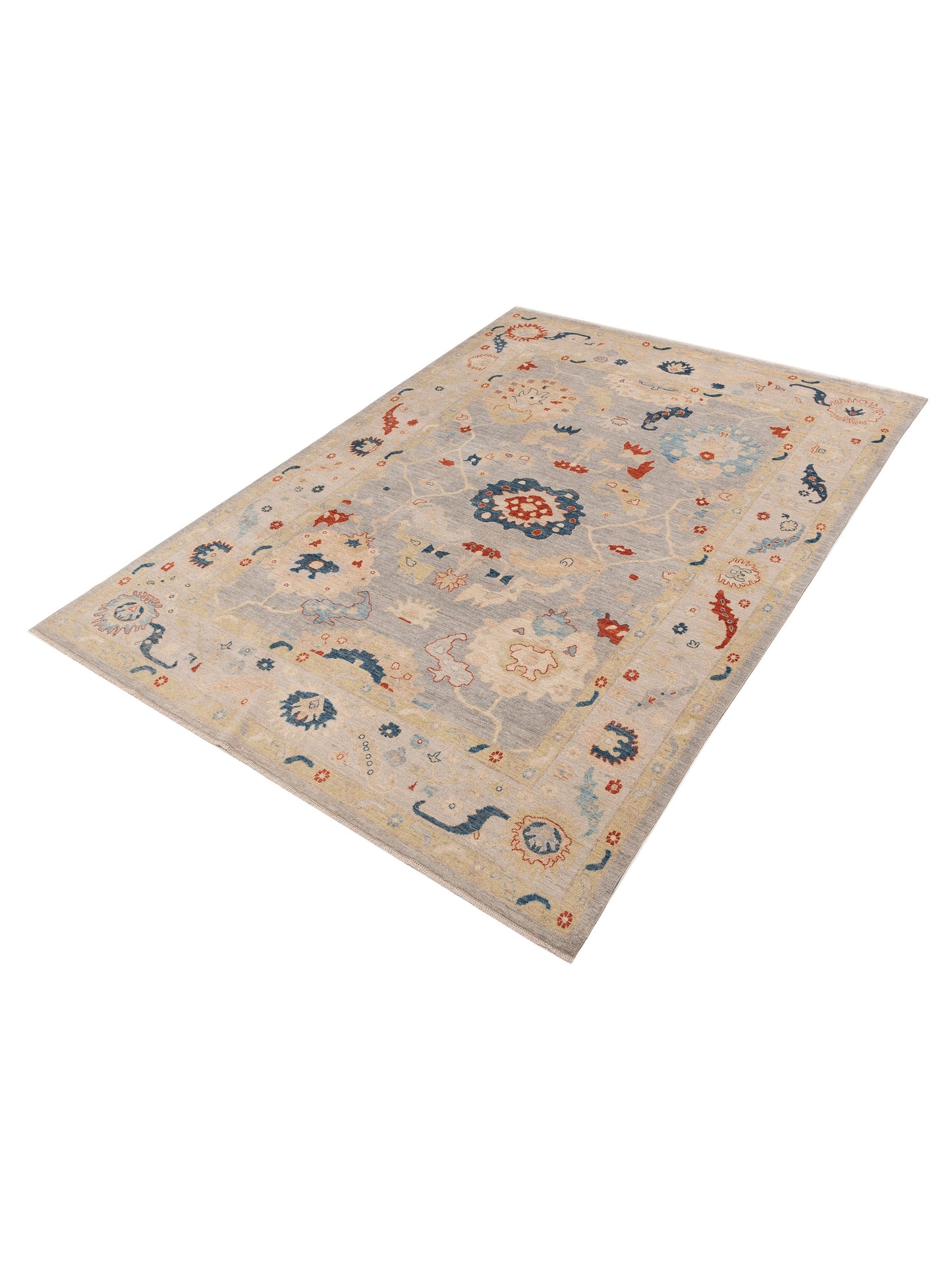 Anadol Oushak 154767 Gray Silver 8.10x12 Hand Knotted Rug