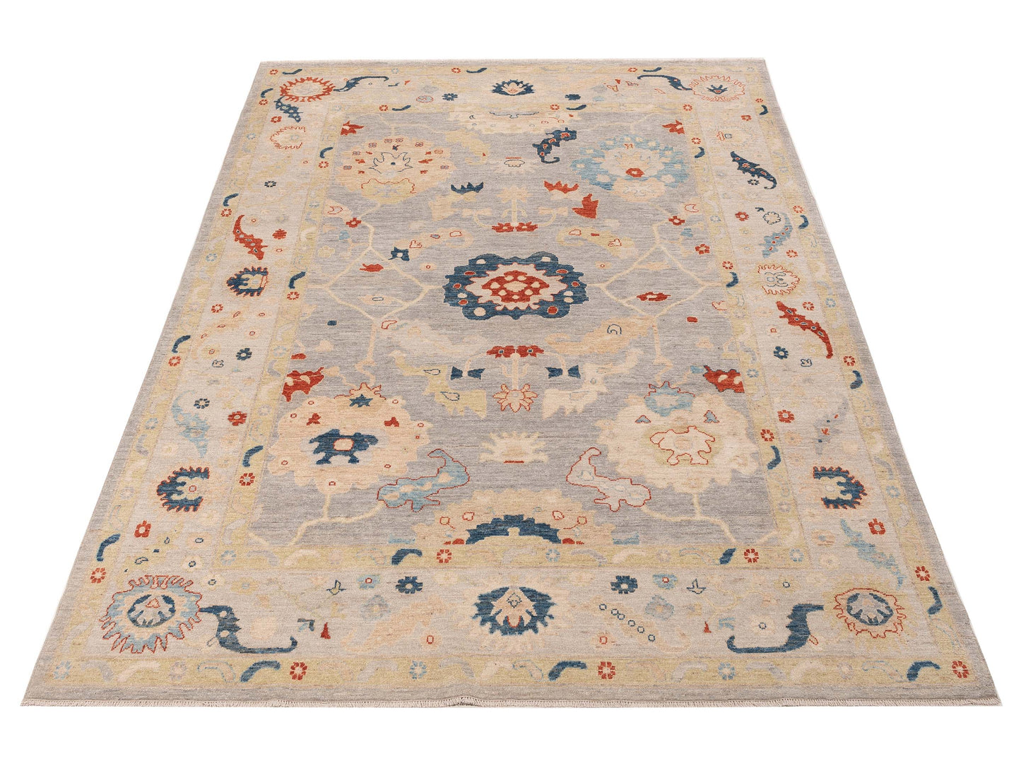 Anadol Oushak 154767 Gray Silver 8.10x12 Hand Knotted Rug