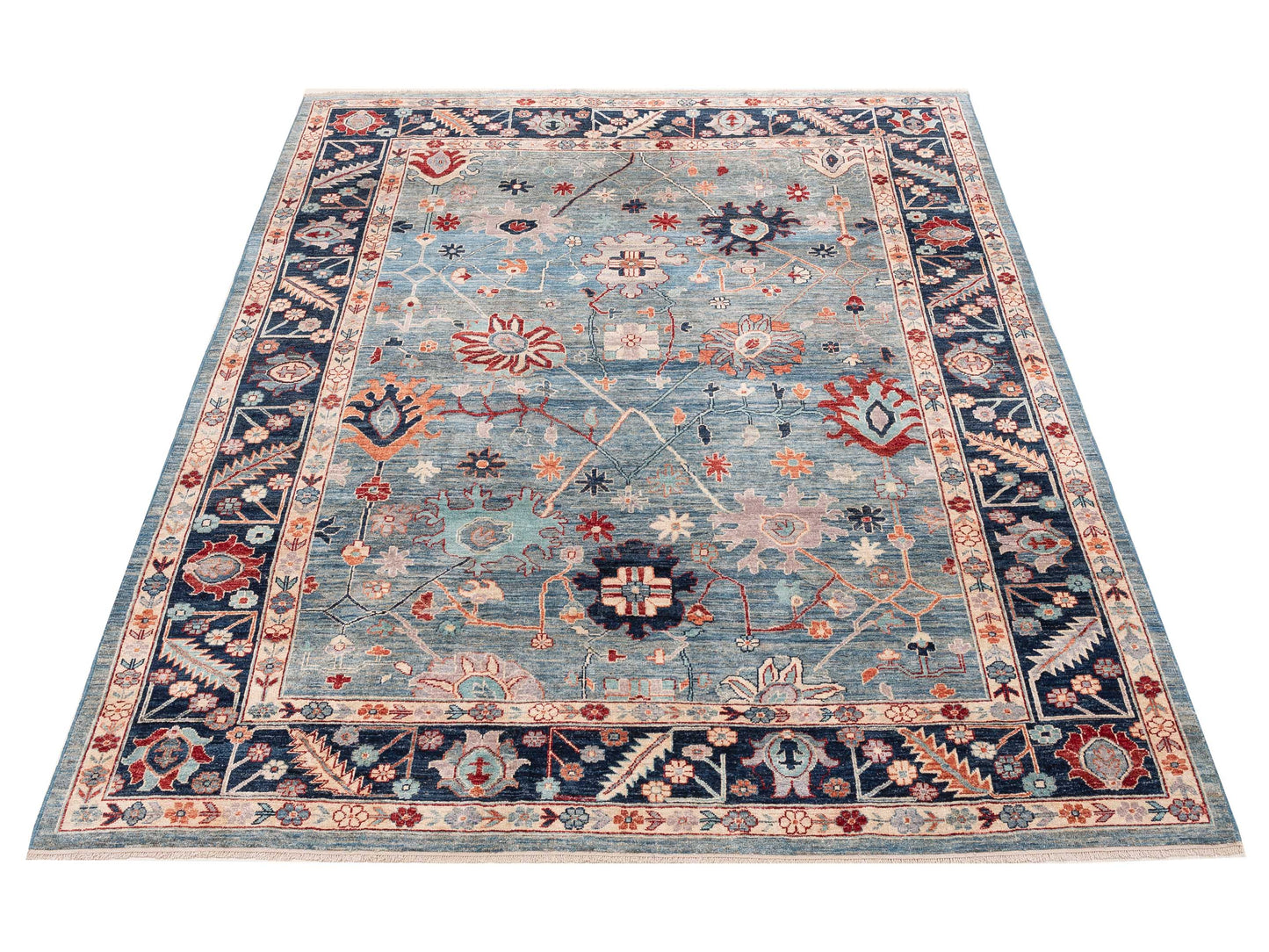 Anadol Oushak 154792 Blue Dark Blue 9.2x11.7 Hand Knotted Rug