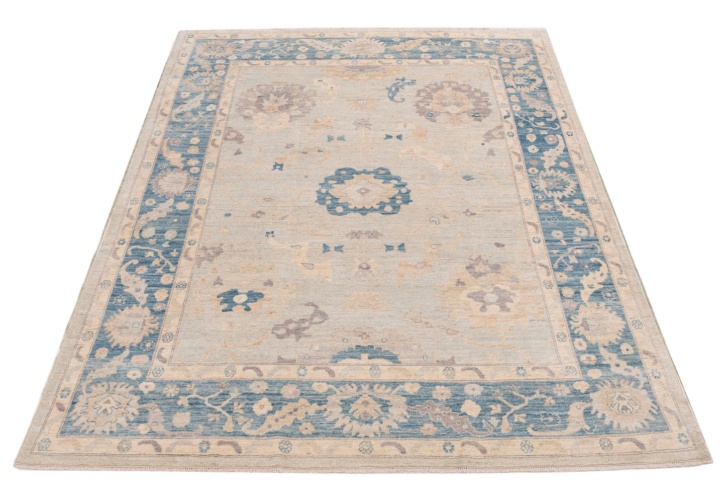Anadol Oushak 154801 Silver Blue 9.2x12.3 Hand Knotted Rug