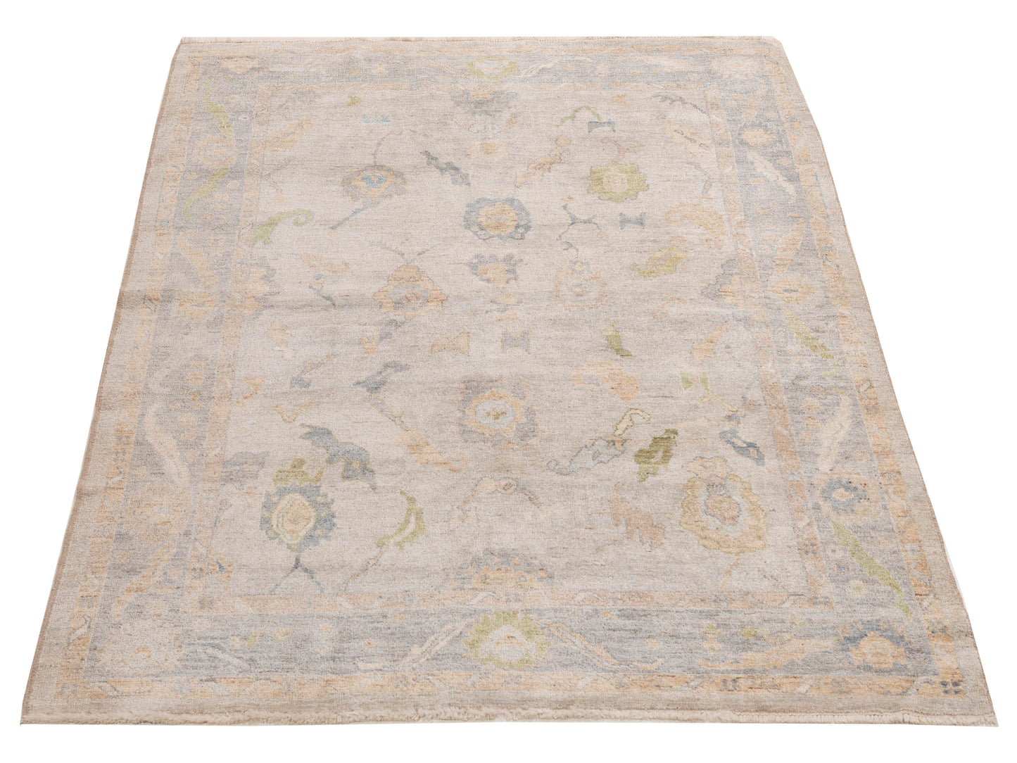 Anadol Oushak 154807 Silver Gray 5.11x8.9 Hand Knotted Rug