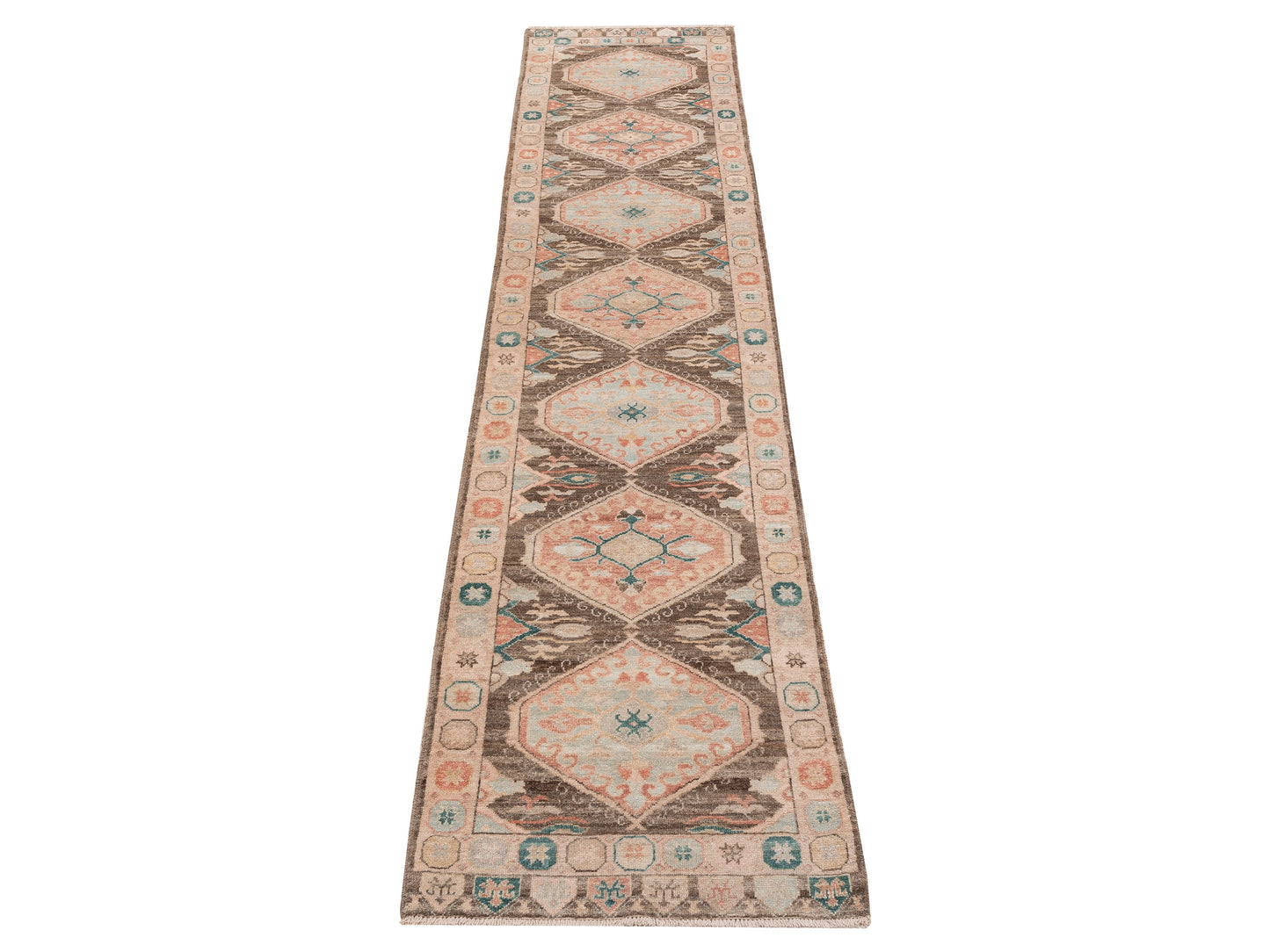 Anadol Oushak 154811 Brown Beige 3x13.10 Hand Knotted Rug