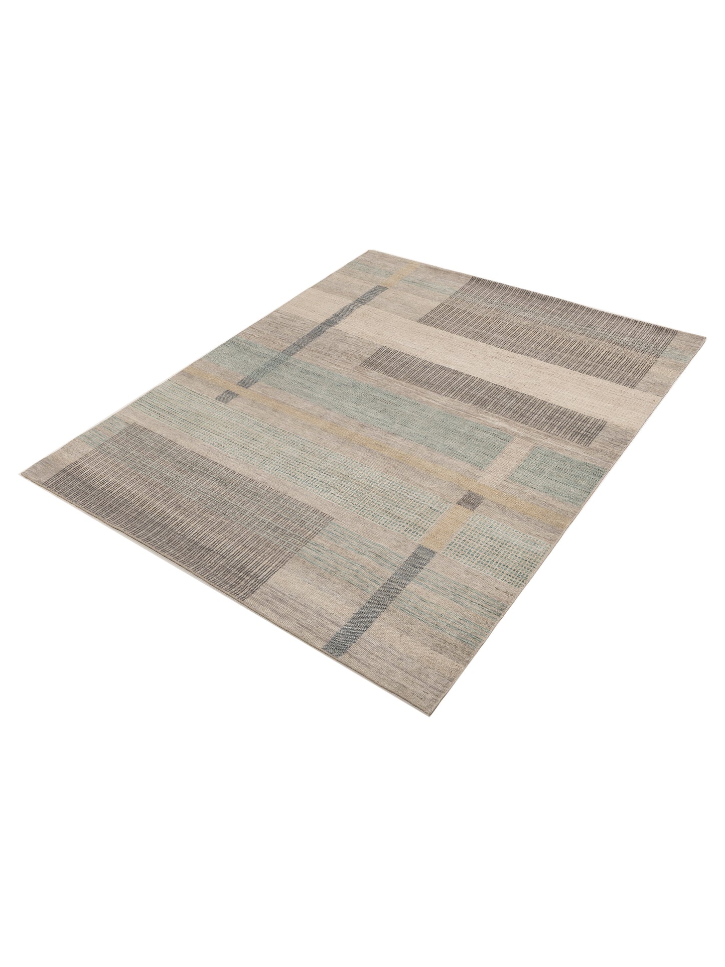 Aurore 154815 Taupe Green 7.11x10 Hand Knotted Rug