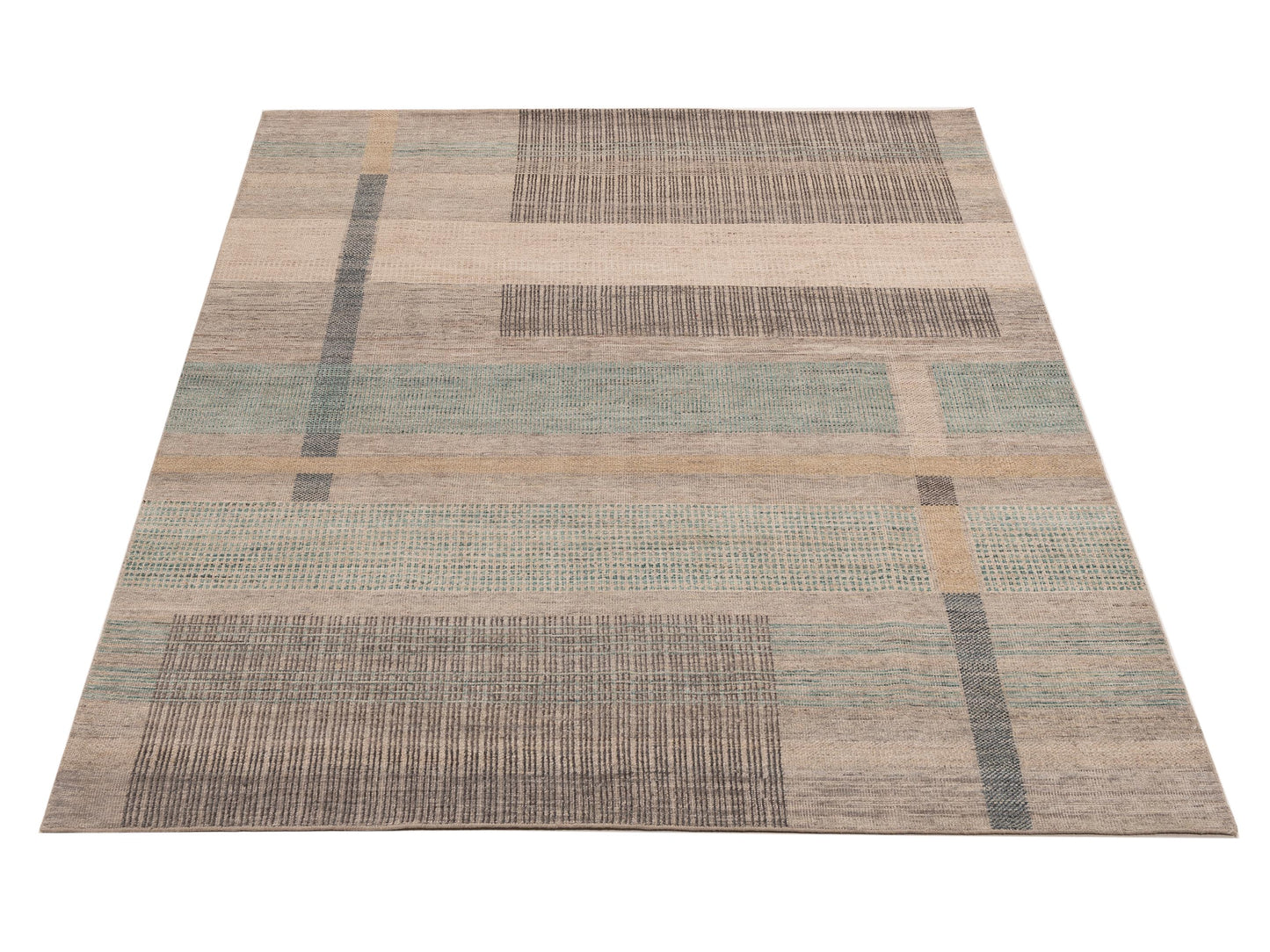 Aurore 154815 Taupe Green 7.11x10 Hand Knotted Rug