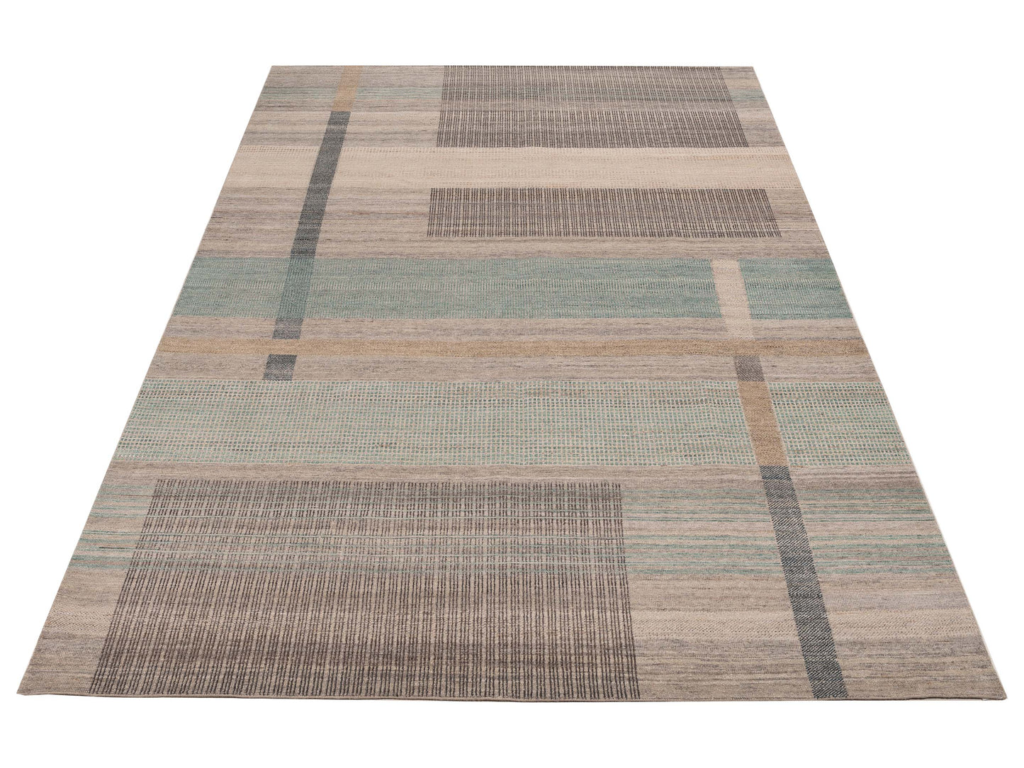 Aurore 154816 Taupe Green 9.10x14 Hand Knotted Rug