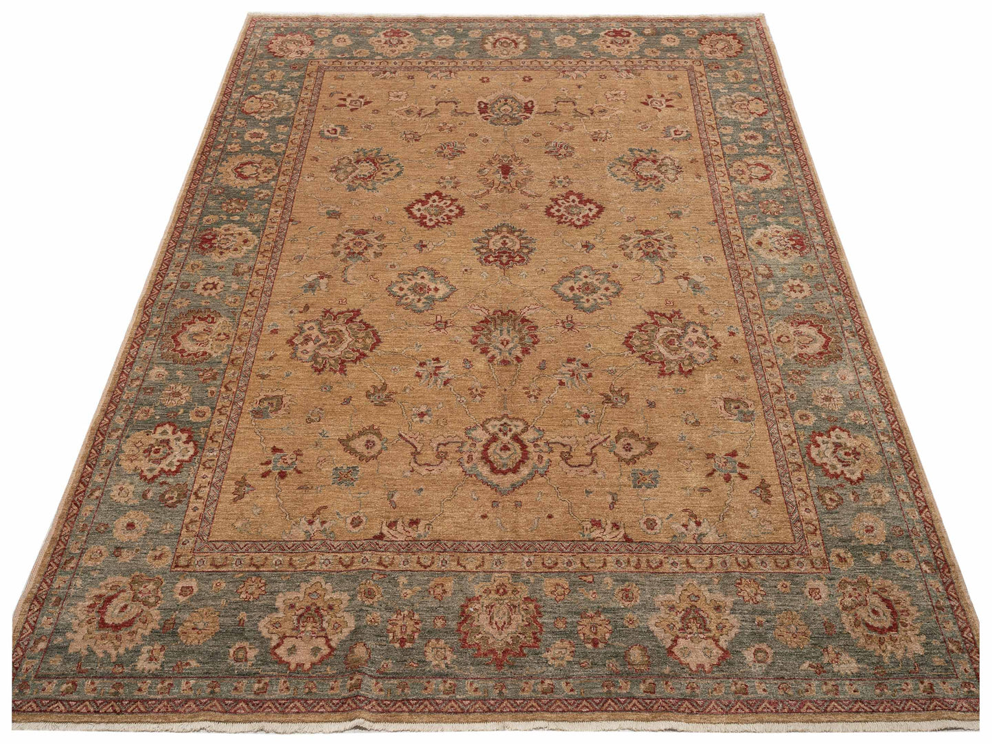 Elvan Alanur Gold Green 8.2x10.3 Hand Knotted Rug