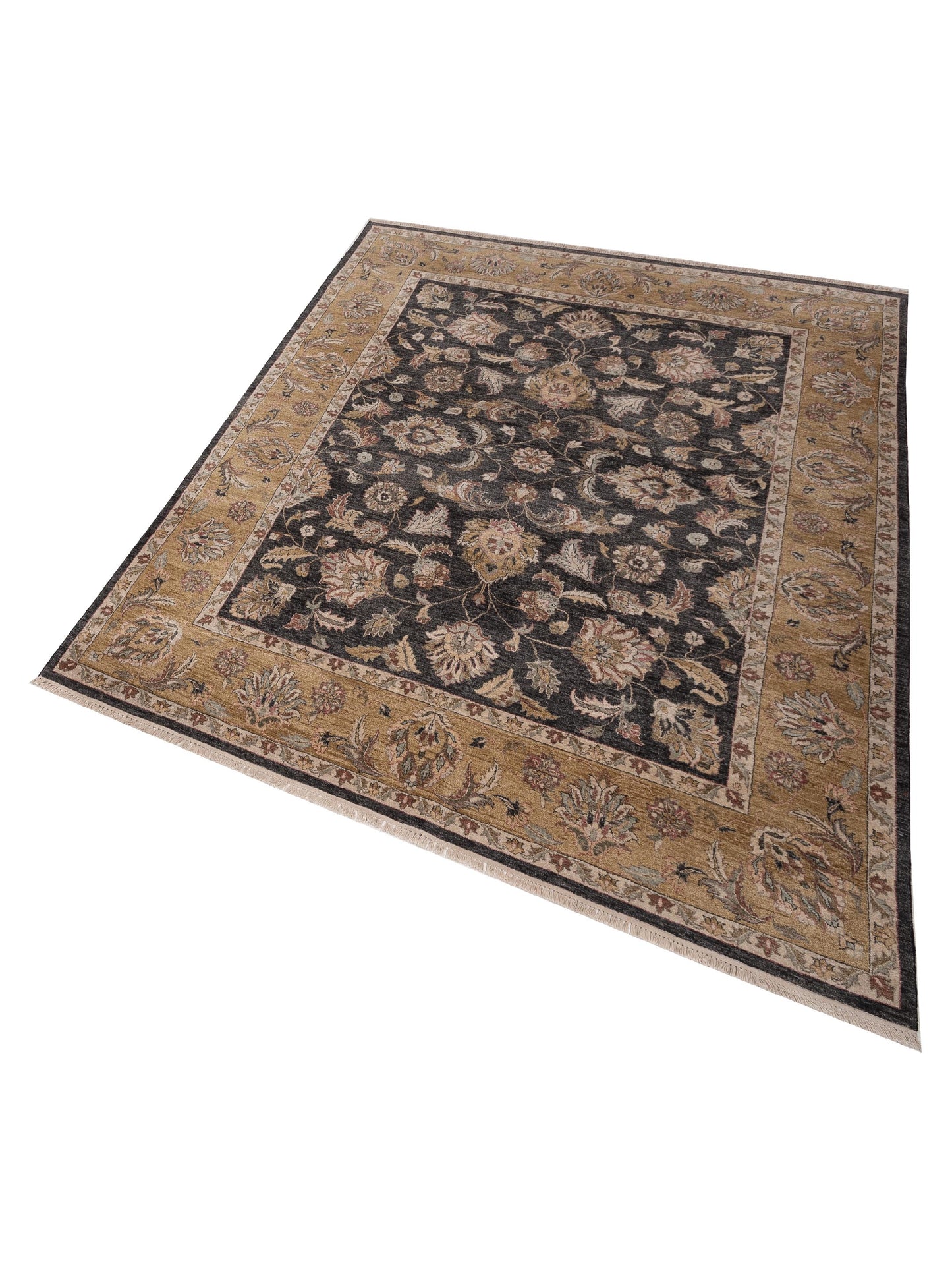 Crown 904206 Charcoal Gold 8x10.2 Hand Knotted Rug