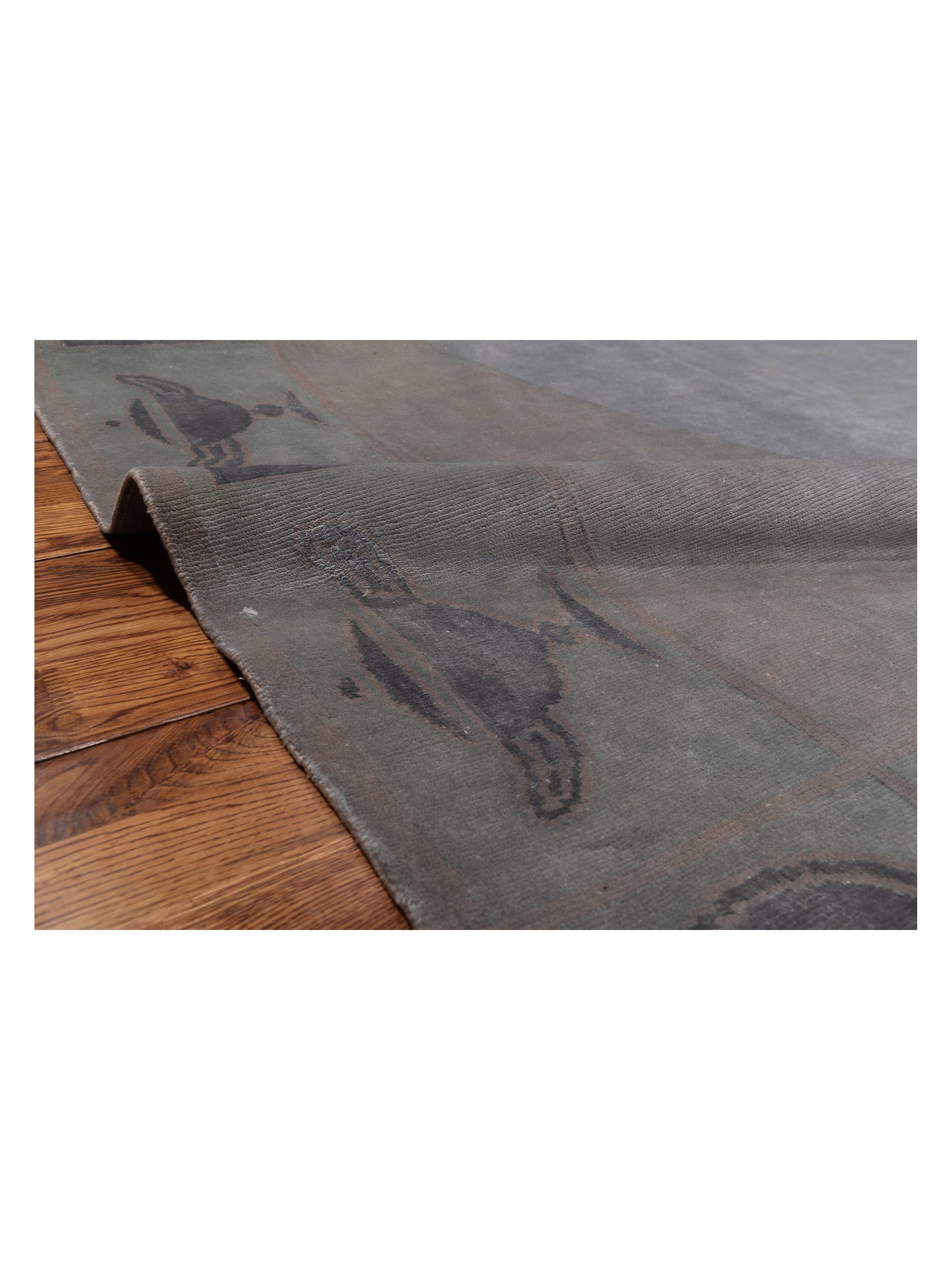 Vintage 951006 Gray 7.11x9.2 Hand Knotted Rug