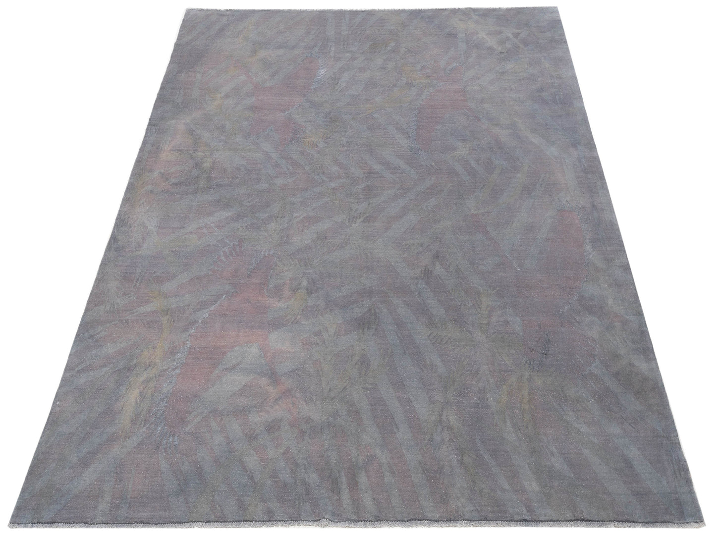 Vintage 951007 Silver Plum 8.1x9.1 Hand Knotted Rug