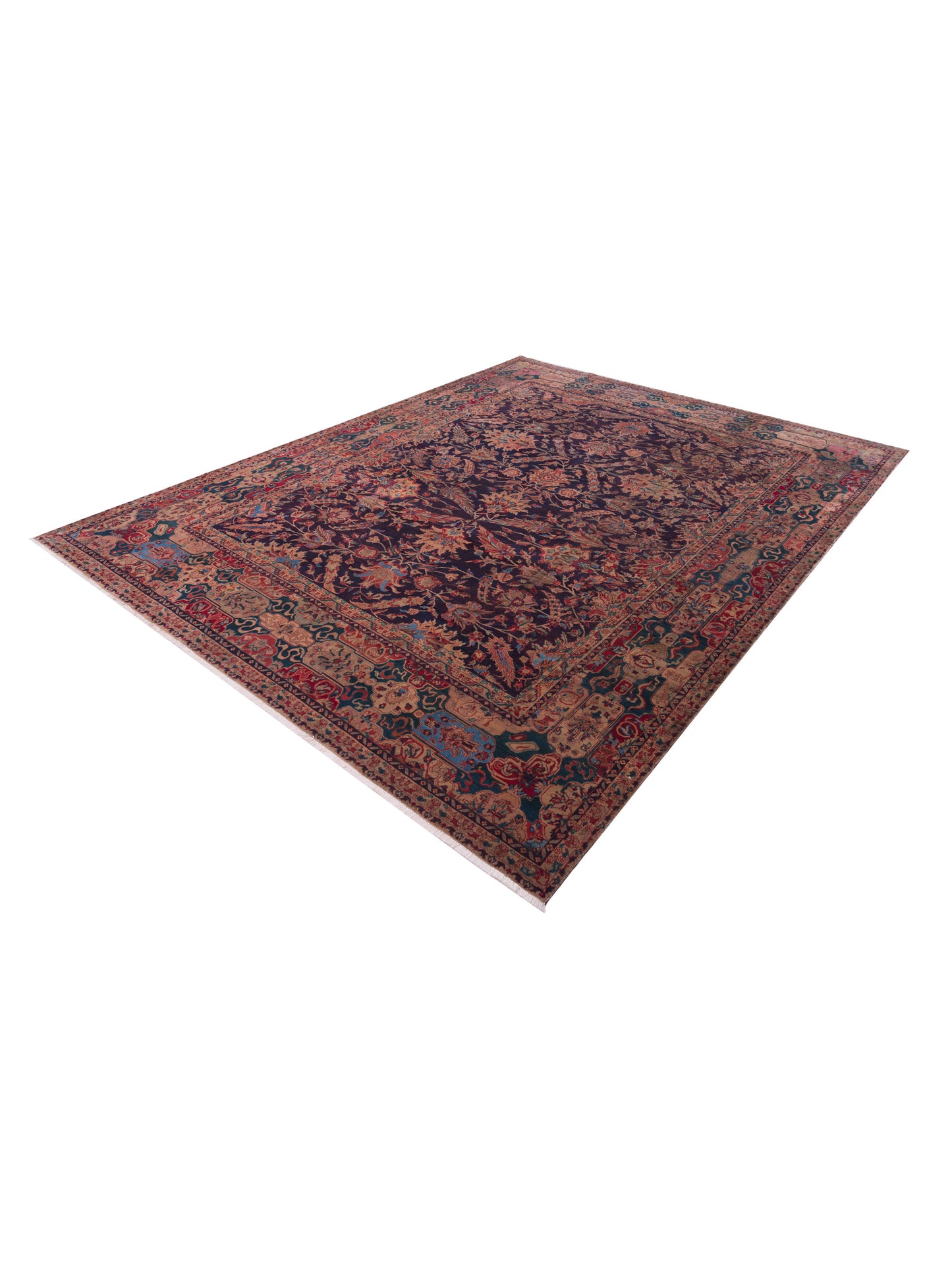 Crown 951009 Plum Teal Green 10x12.10 Hand Knotted Rug