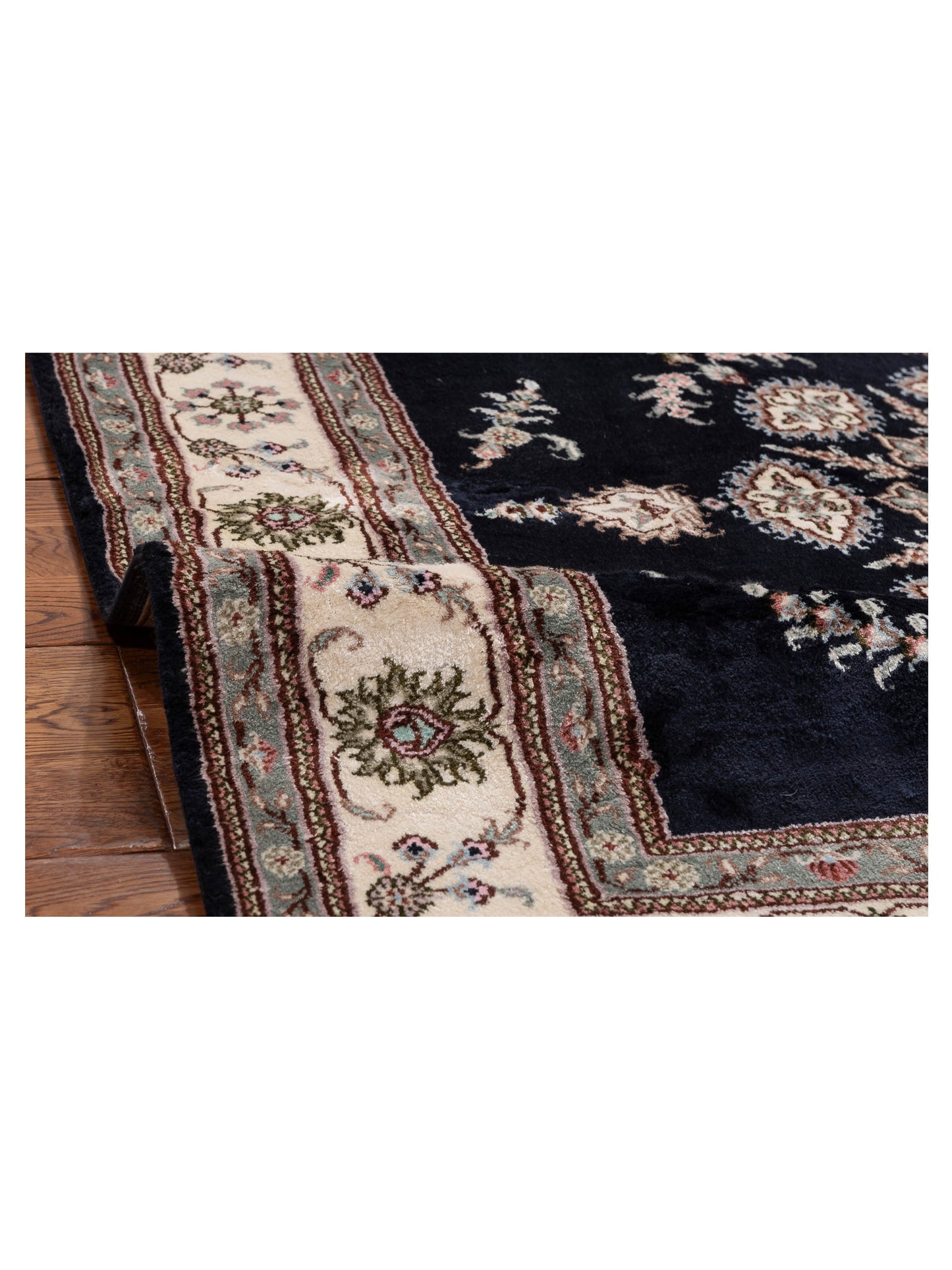 Milas 999101 Black Ivory 4.1x4.1 Hand Knotted Rug