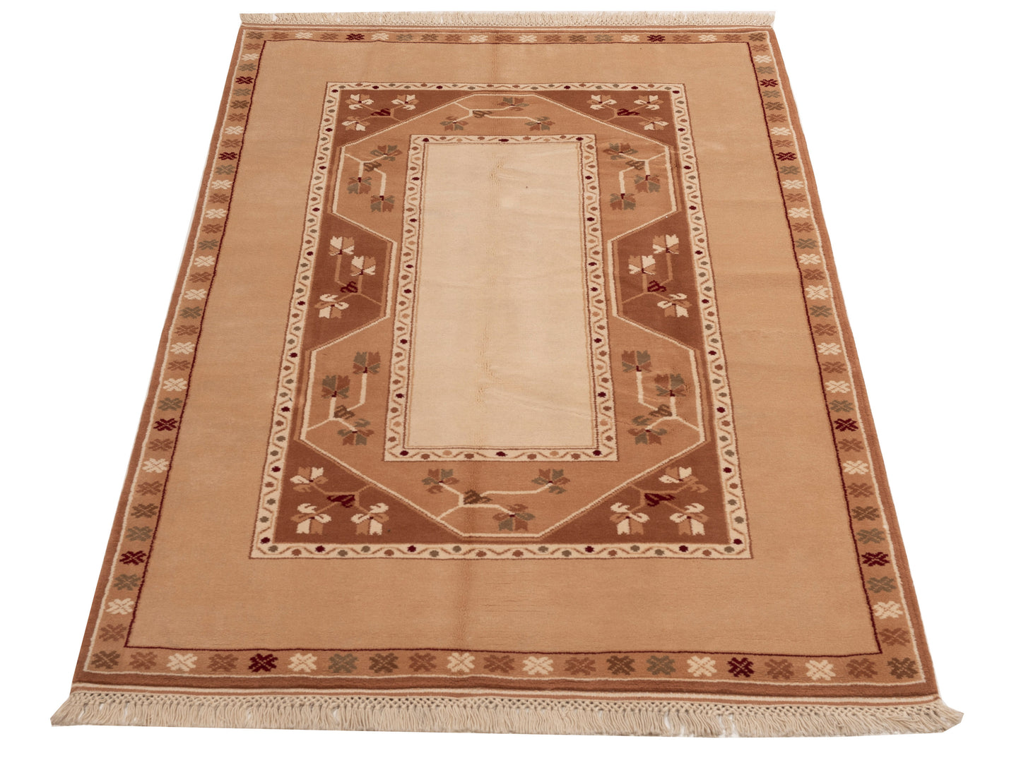 Milas 999104 Ivory Ivory 5.4x8.2 Hand Knotted Rug