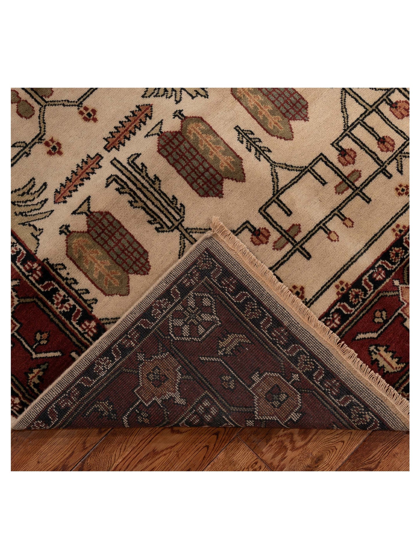 Lilac 999937 Ivory Brown 5.9x9.3 Hand Knotted Rug
