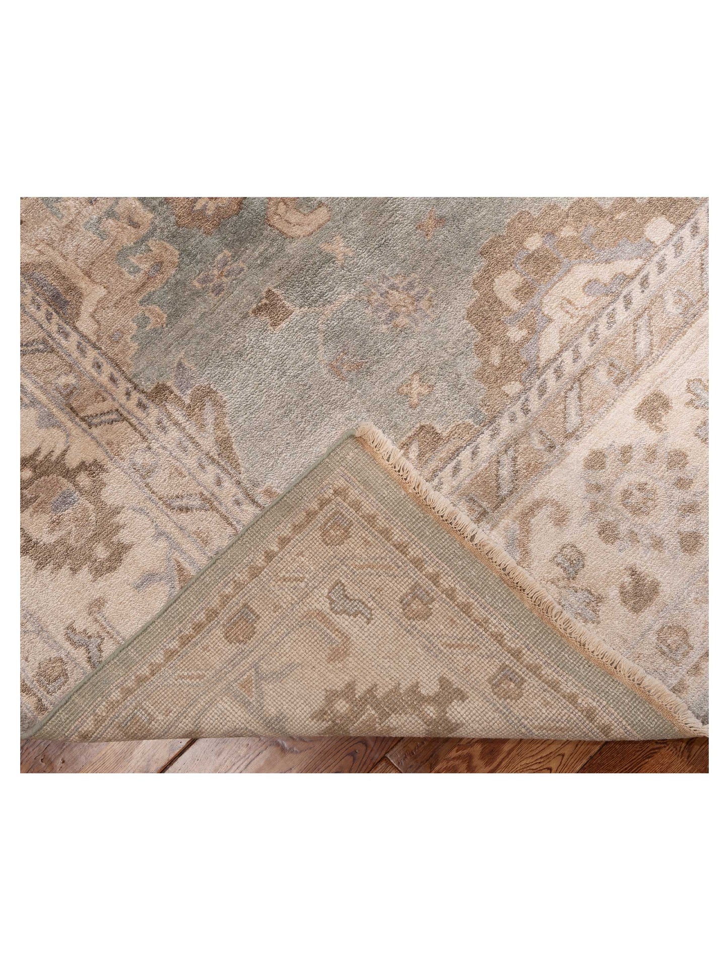 Oushak Shah 999939 Light Green Ivory 9.2x11.11 Hand Knotted Rug