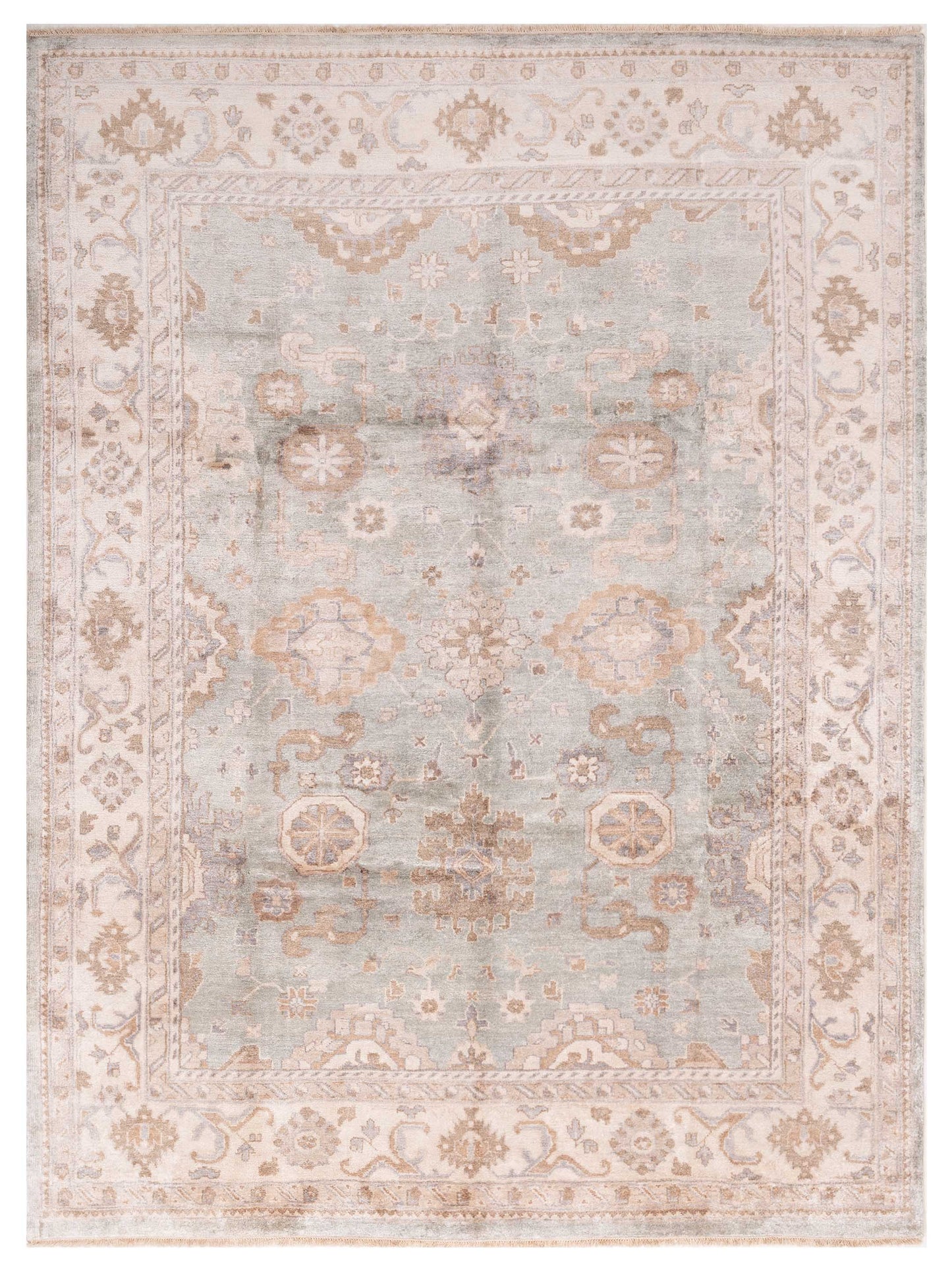 Rajpur Oushak Shah Light Green Ivory Traditional