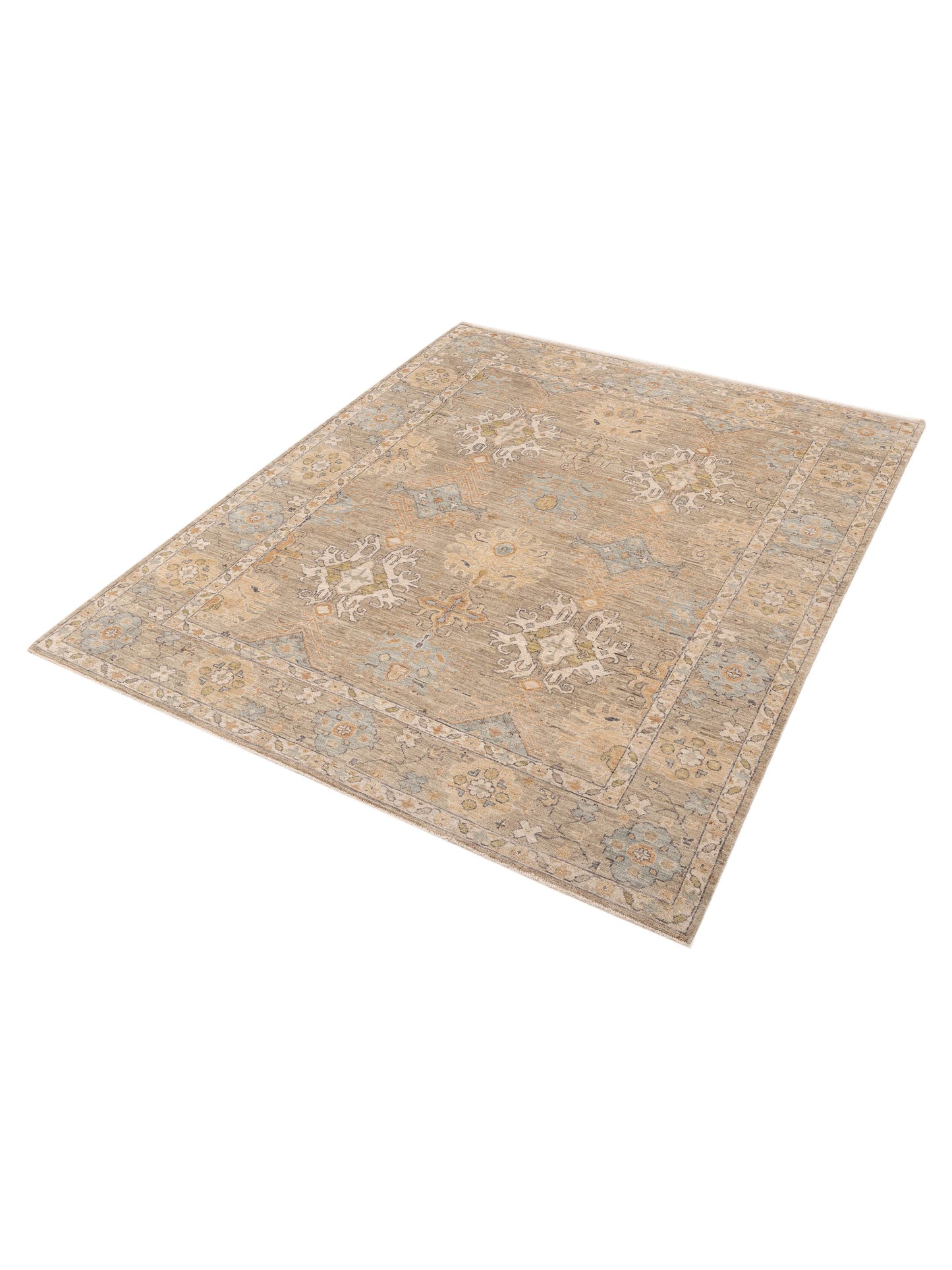 Oushak Shah 999941 Light Gray Light Gray 8.3x10.3 Hand Knotted Rug