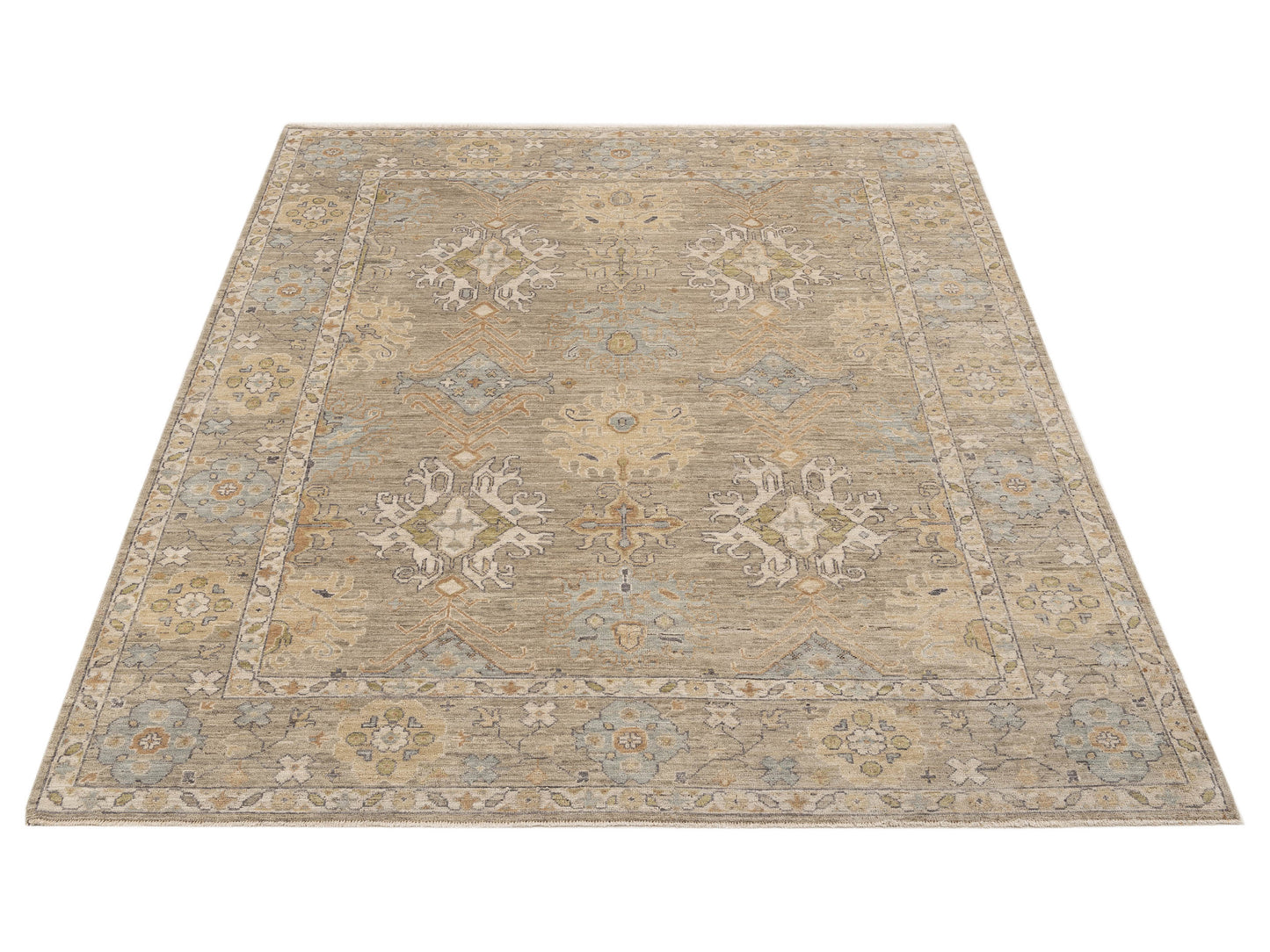 Oushak Shah 999941 Light Gray Light Gray 8.3x10.3 Hand Knotted Rug