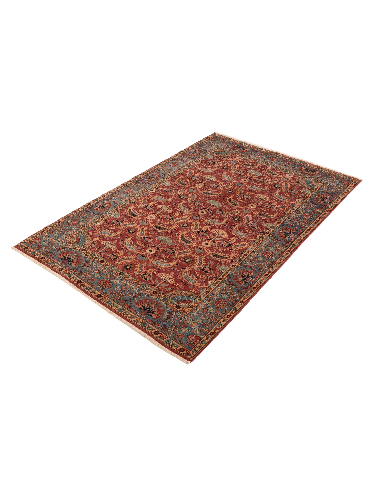 Antique Loom 999942 Red Blue 6.9x10.5 Hand Knotted Rug