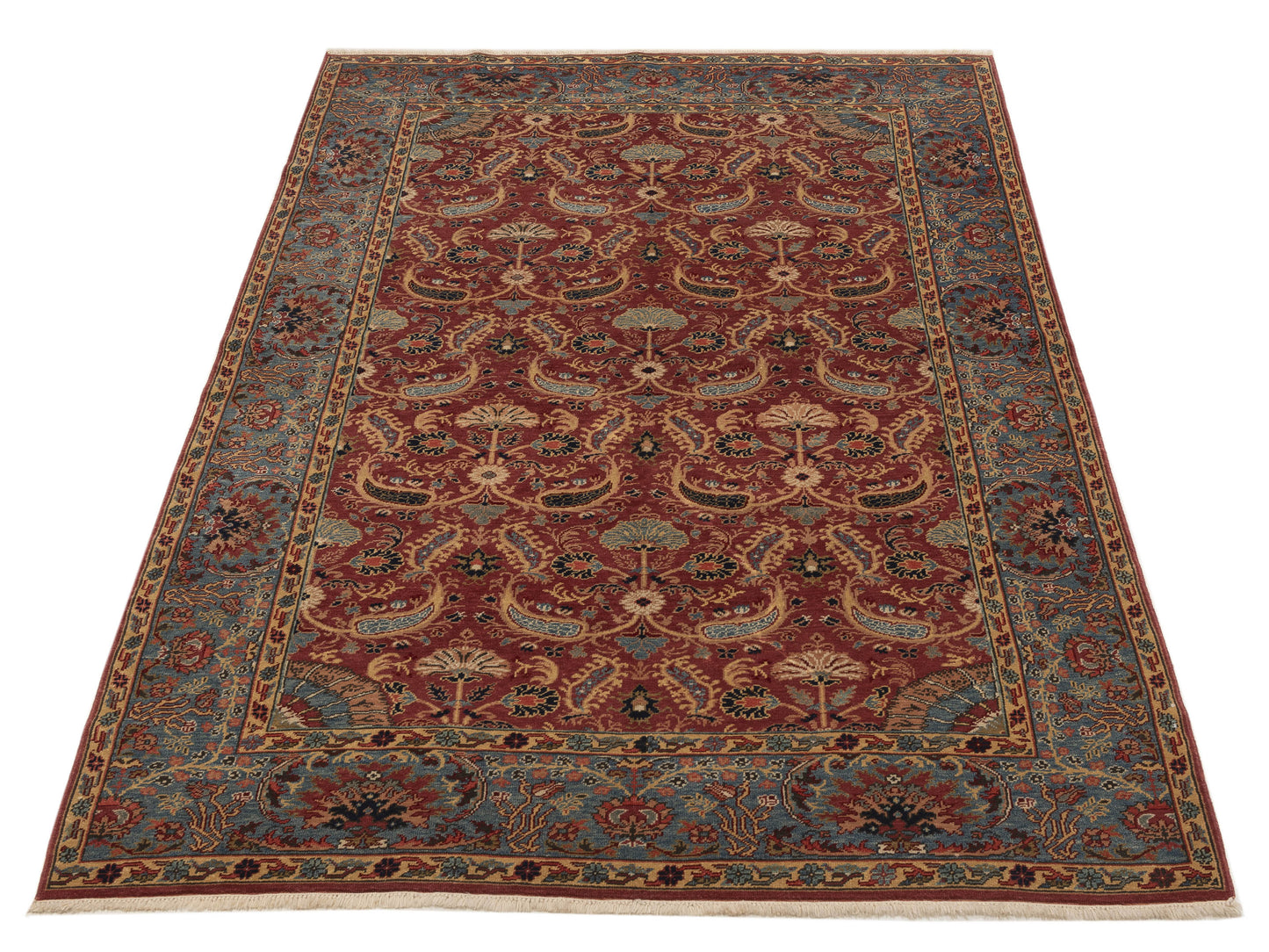 Antique Loom 999942 Red Blue 6.9x10.5 Hand Knotted Rug