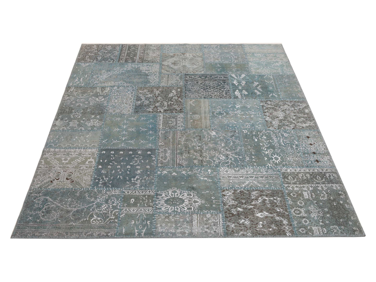 Turkish Vestige Patchwork 999962 Blue 8.3x9.10 Hand Knotted Rug