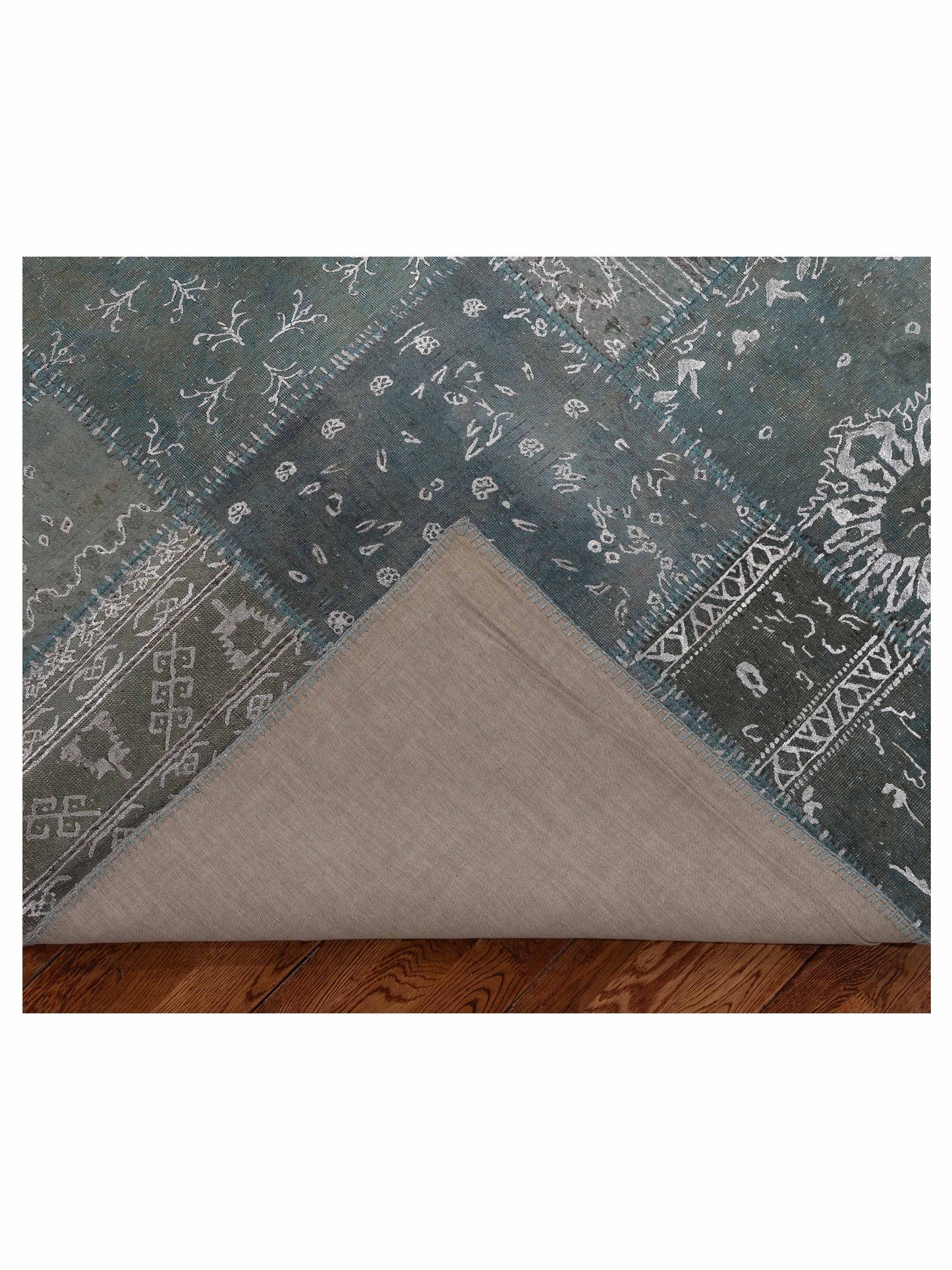 Turkish Vestige Patchwork 999962 Blue 8.3x9.10 Hand Knotted Rug