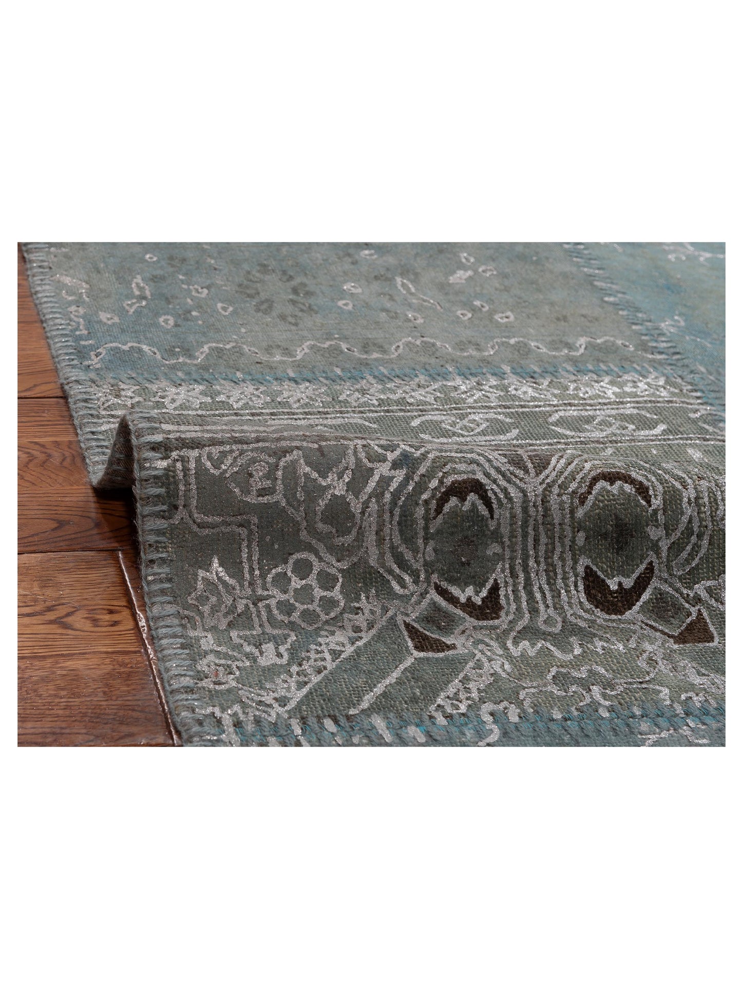 Turkish Vestige Patchwork 999962 Blue 8.3x9.10 Hand Knotted Rug