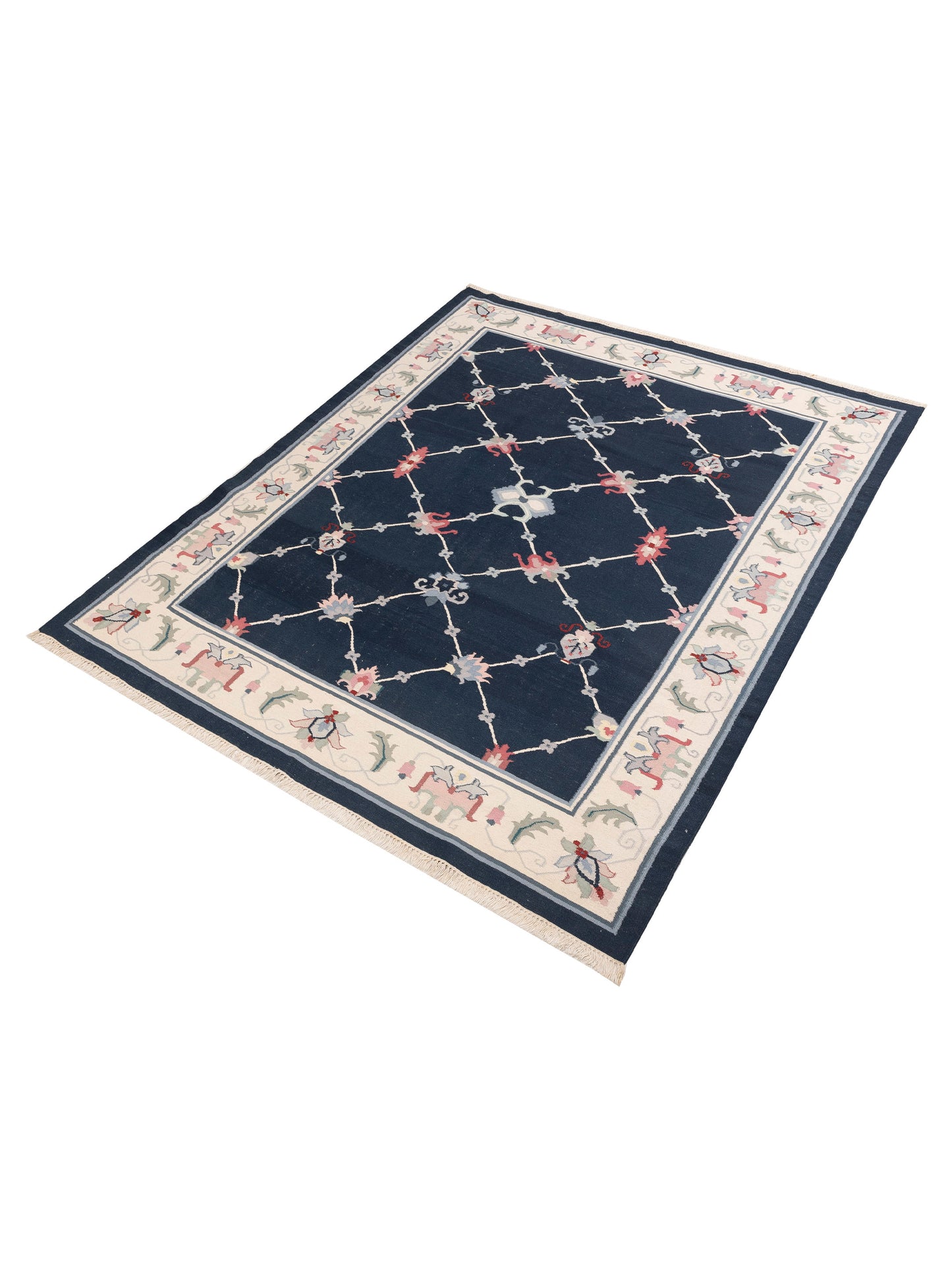 Soumak 999978 Dark Blue Ivory 8.4x9.10 Hand Woven Rug