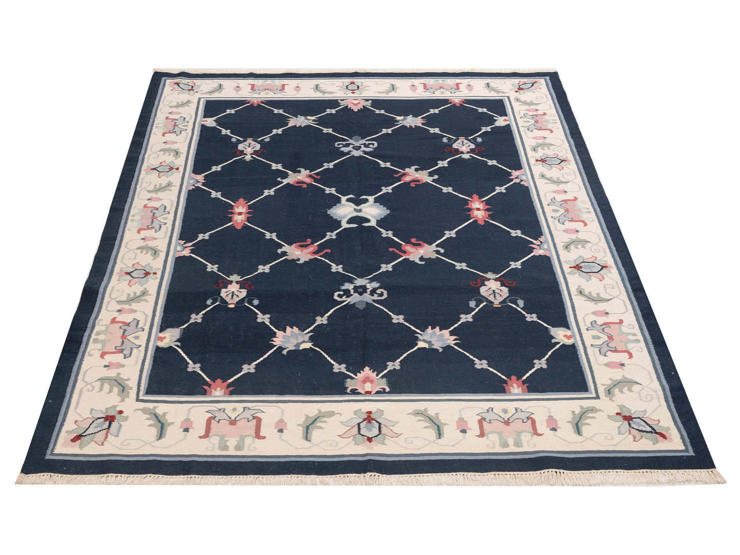 Soumak 999978 Dark Blue Ivory 8.4x9.10 Hand Woven Rug