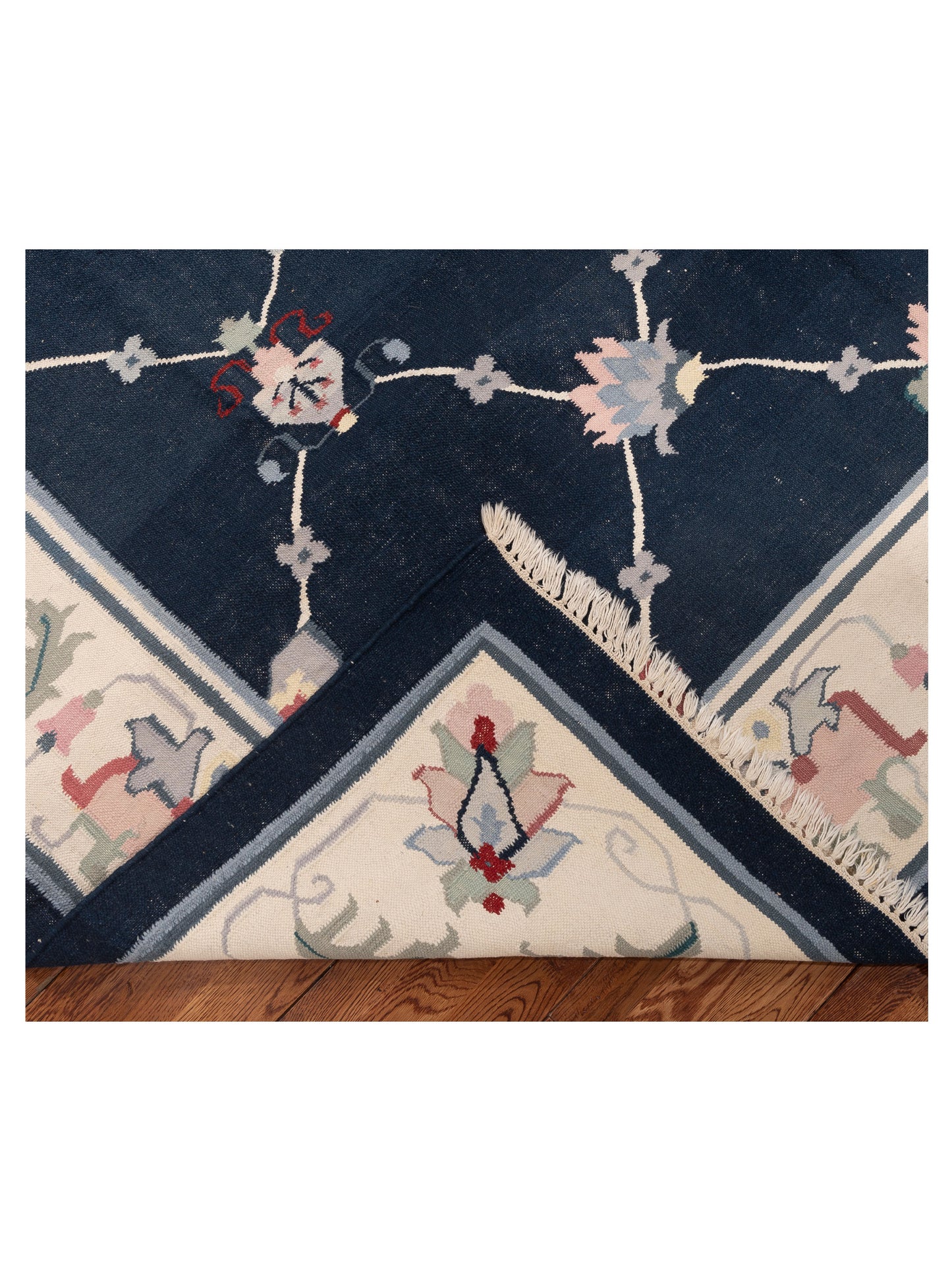 Soumak 999978 Dark Blue Ivory 8.4x9.10 Hand Woven Rug