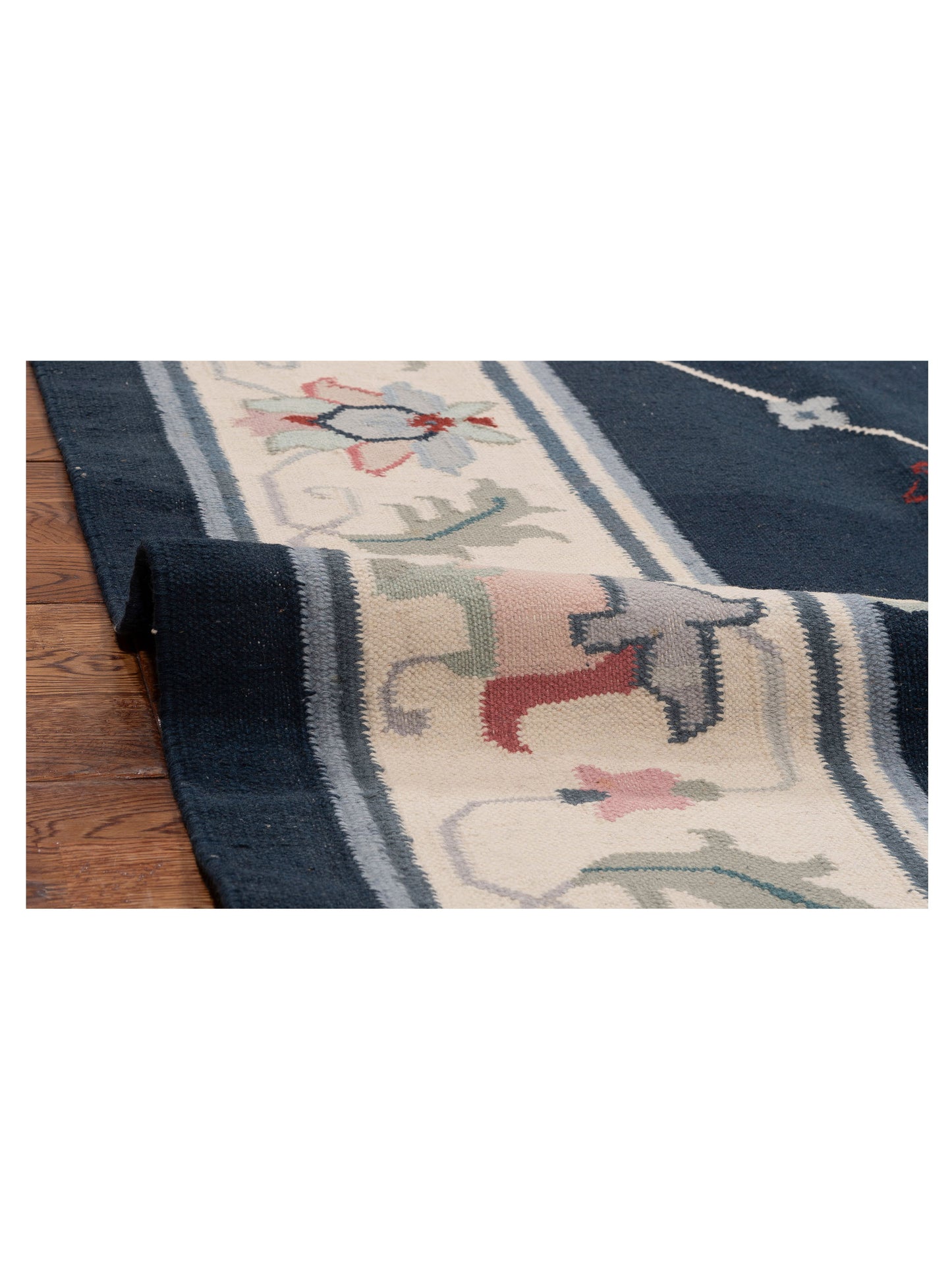 Soumak 999978 Dark Blue Ivory 8.4x9.10 Hand Woven Rug