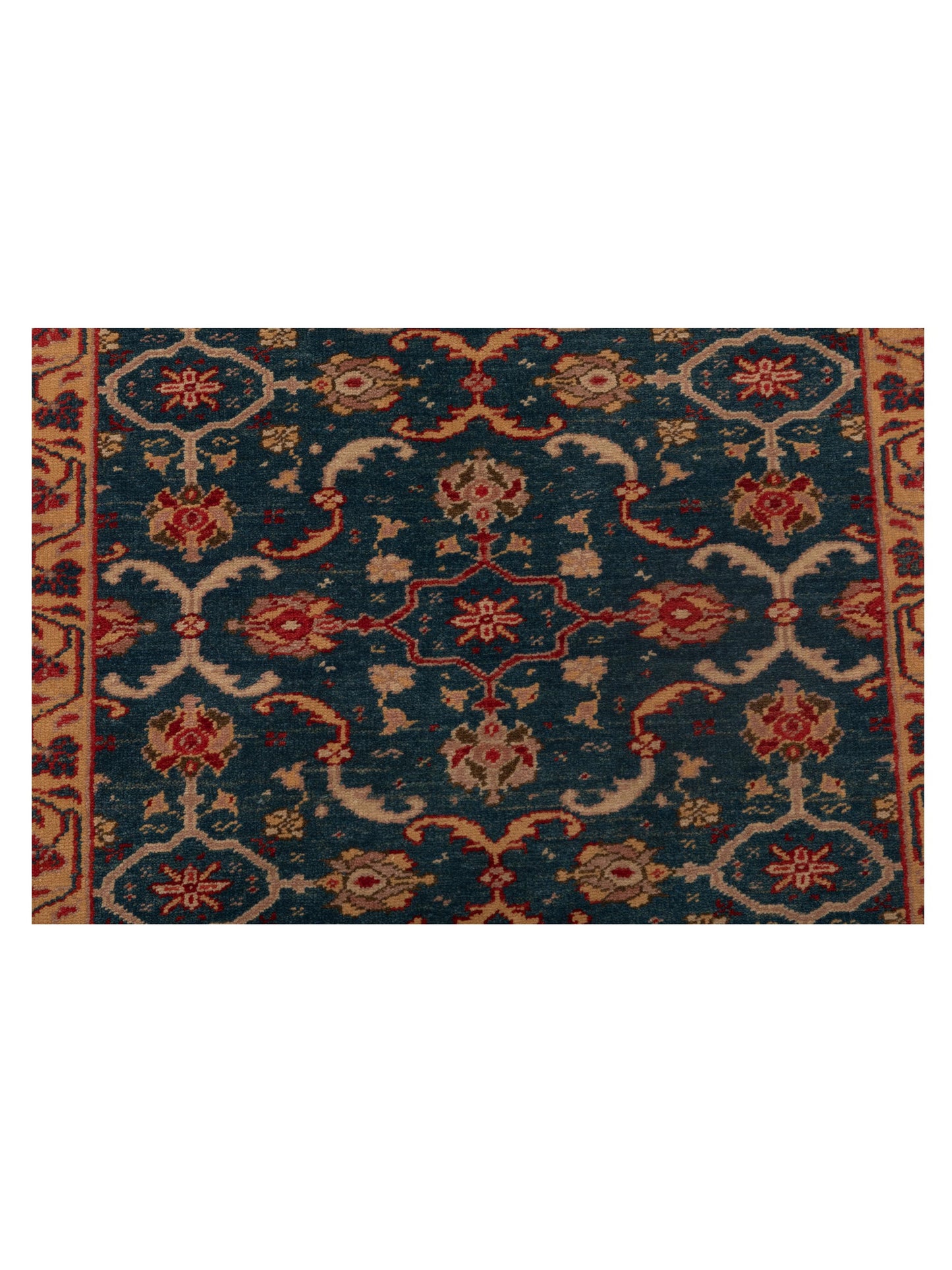 Antique Loom 999998 Teal Blue Beige 2.7x9.8 Hand Knotted Rug