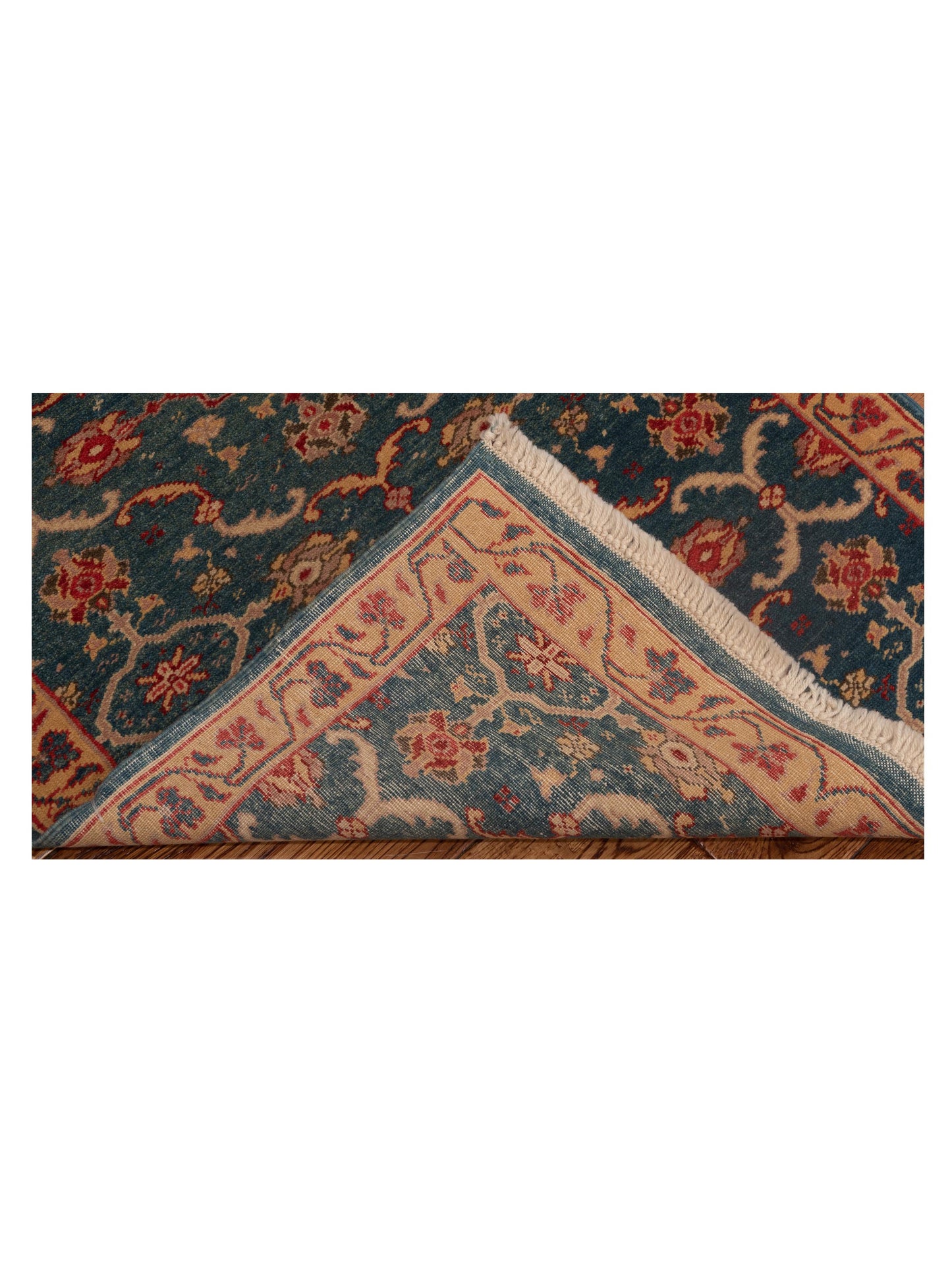 Antique Loom 999998 Teal Blue Beige 2.7x9.8 Hand Knotted Rug