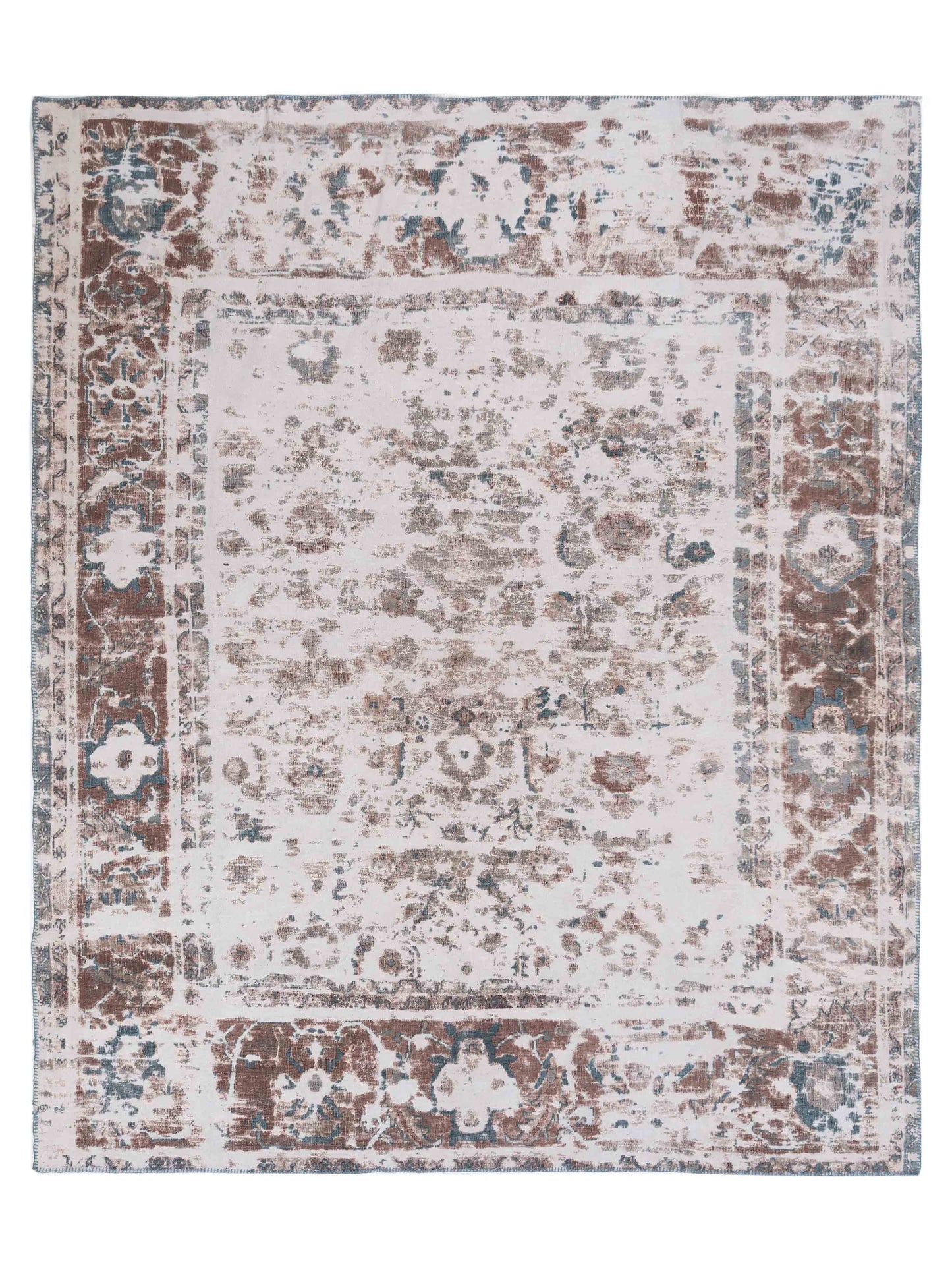 Pasha Turkish Vestige Patchwork Ivory Blue Contemporary
