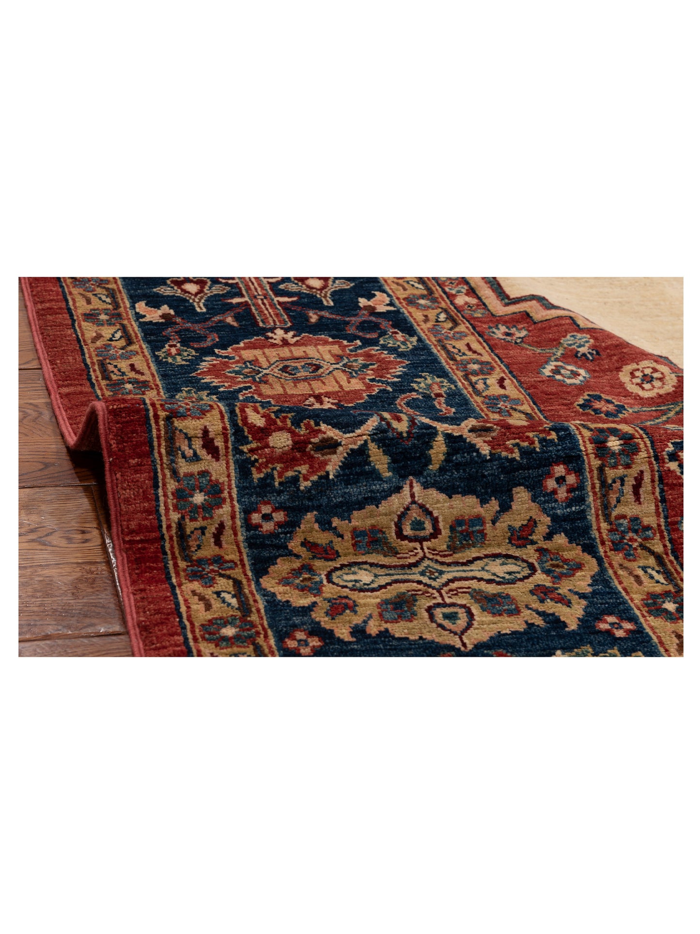 Akcha 152294 Red Blue 8.10x11.11 Hand Knotted Rug