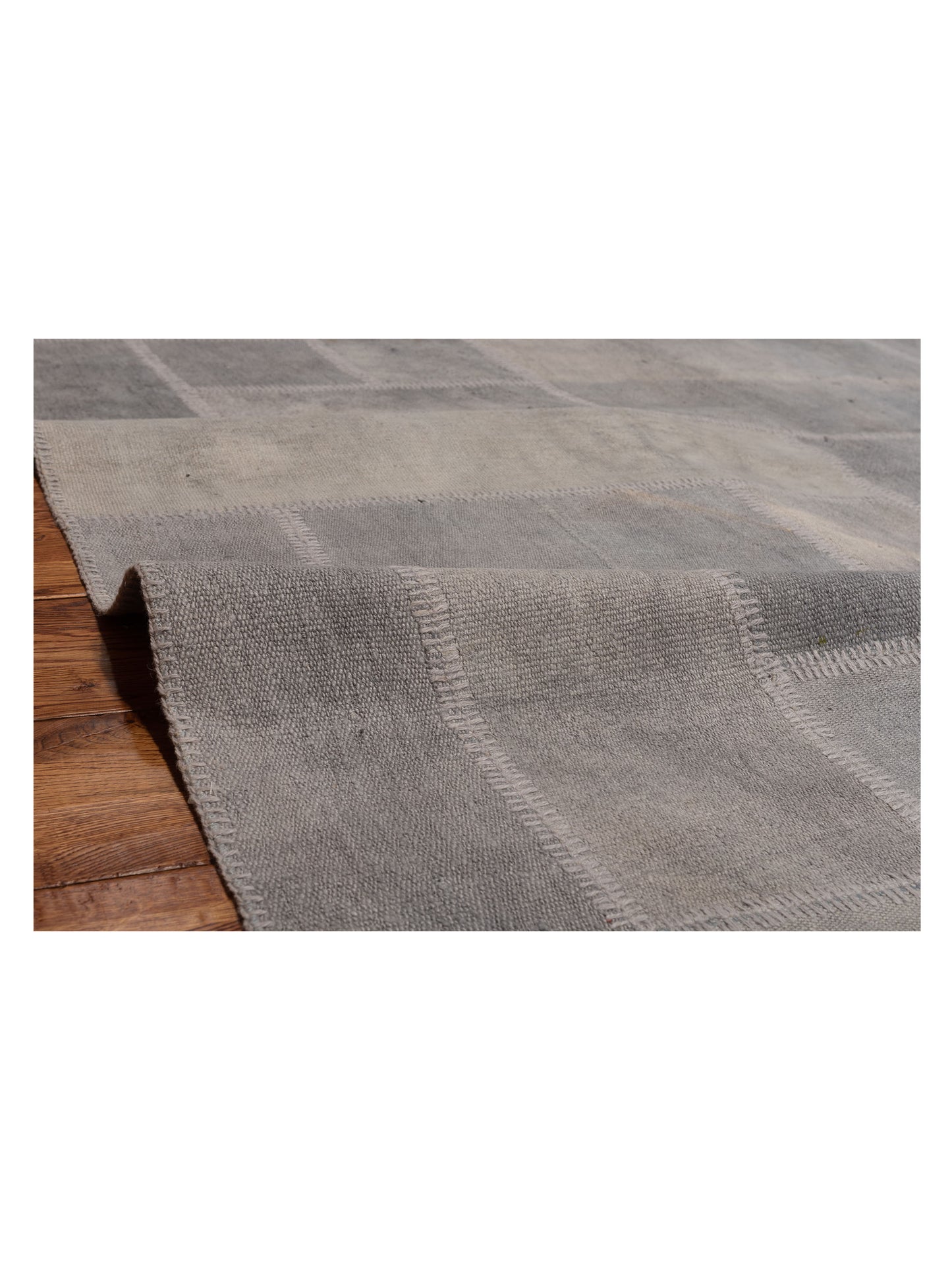 Turkish Vestige Patchwork 127781 Light Gray 8.11x11.6 Hand Knotted Rug