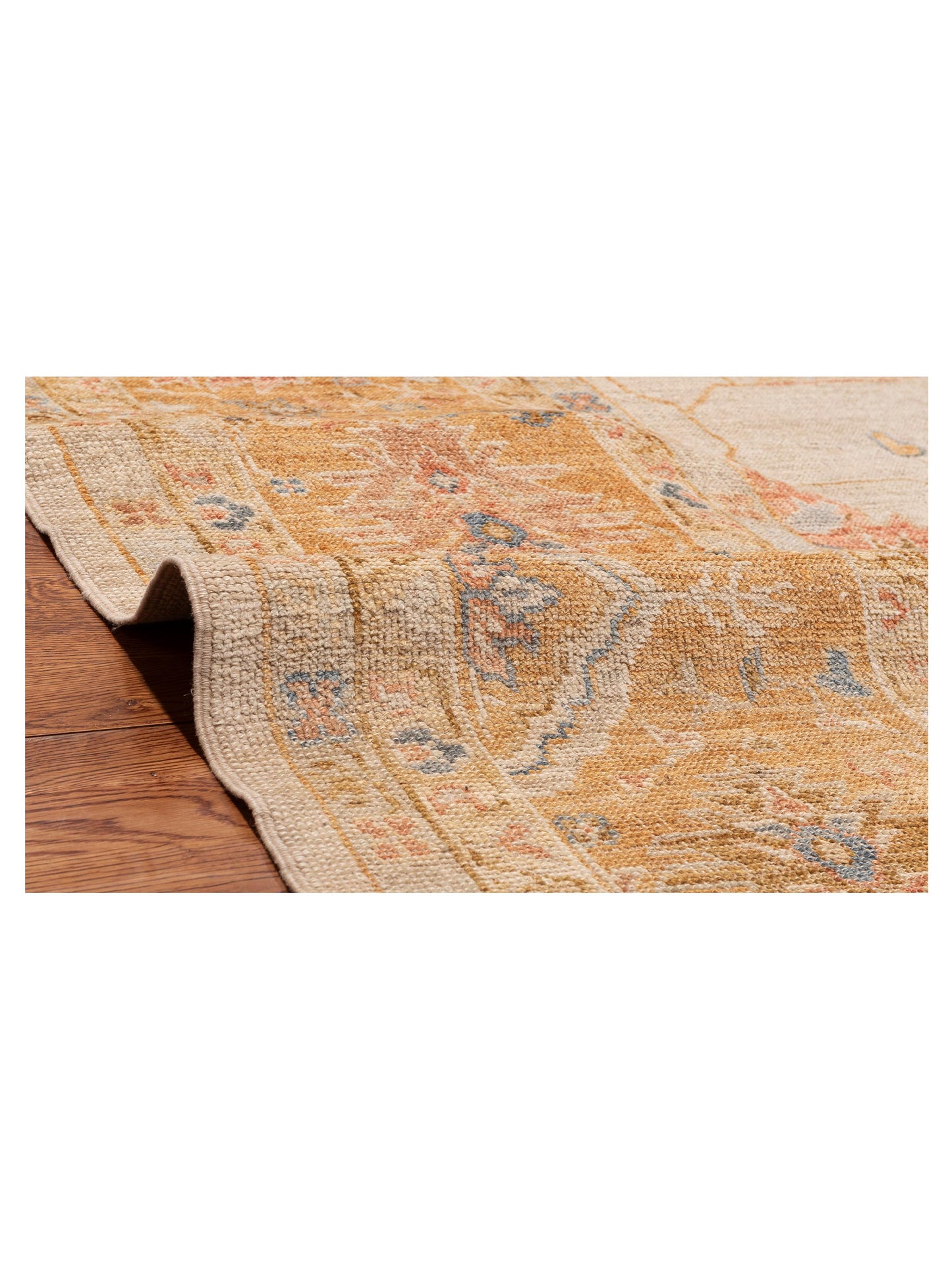 Angora Oushak 153619 Ivory Orange 12.6x17.6 Hand Knotted Rug